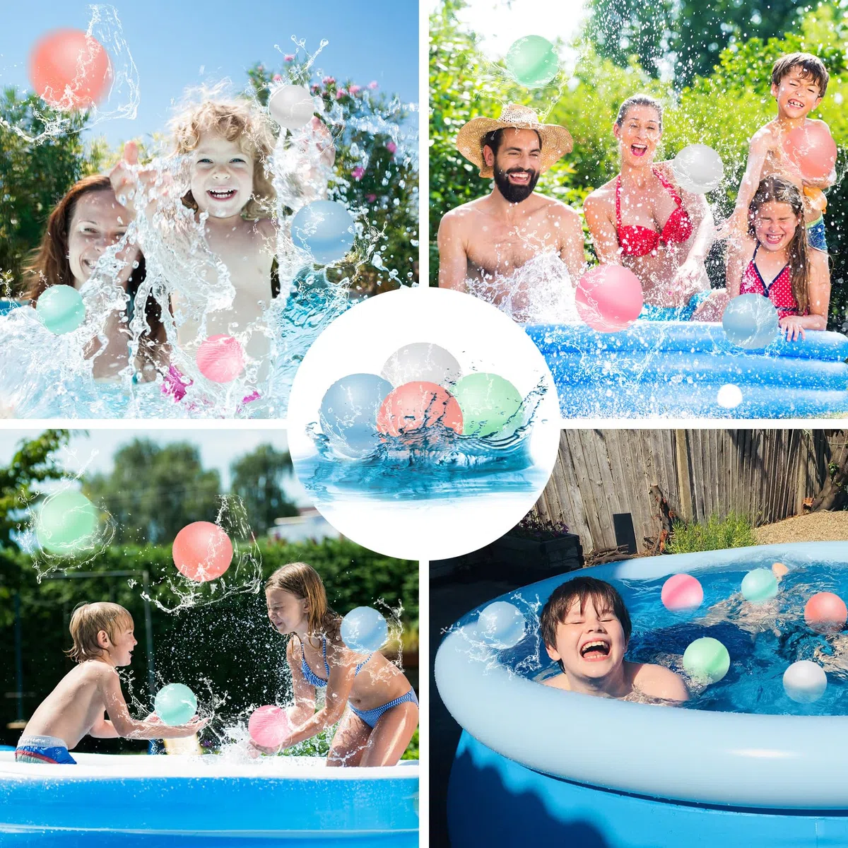 Palloncini ad acqua riutilizzabili, 2026 Nue 30 pezzi bombe ad acqua con chiusura automatica con tasca a rete, palloncini ad acqua,palloncini ricaricabili in silicone (30)