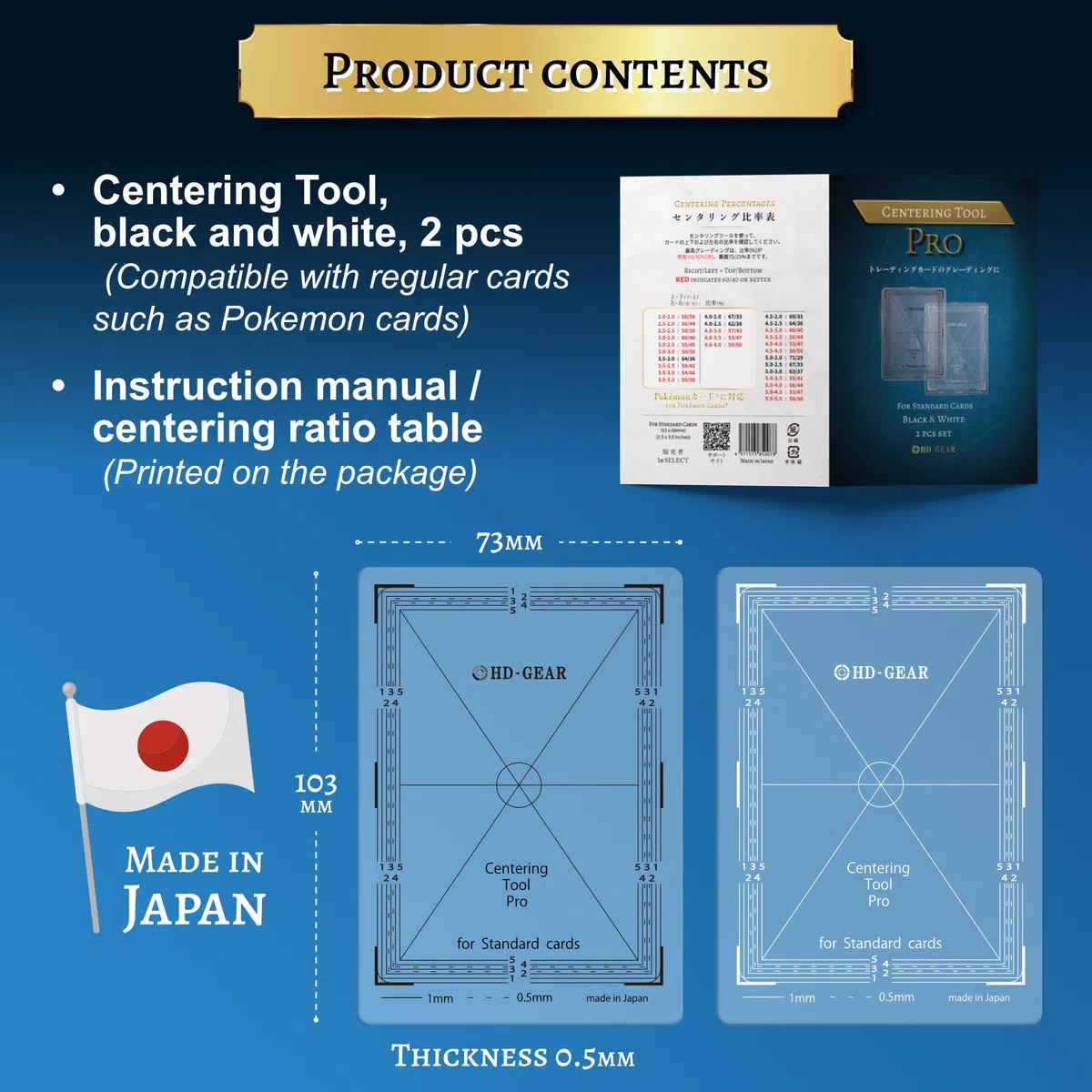 Centering Tool Pro Kit di classificazione carte Pokémon PSA Nero e bianco per carte di dimensioni standard