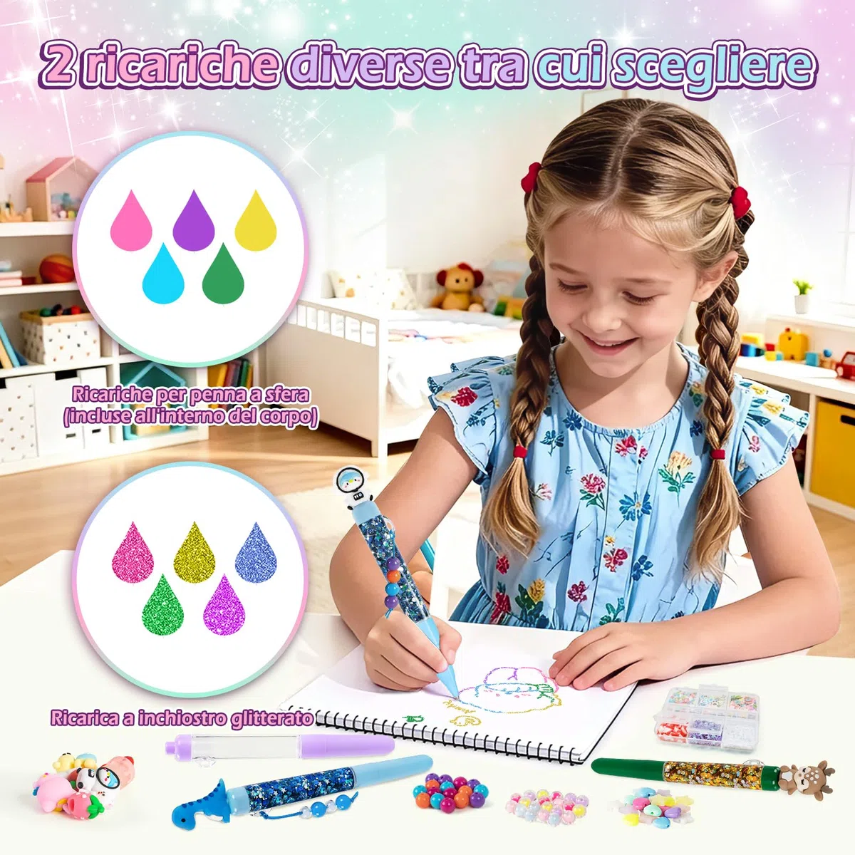 Kazzley 78+ PCS Fabbrica di Penne a Forma di Casa, Arti e Mestieri per Ragazze 6 7 8 9 10 12 anni, Kit di Creazione di Penne Personalizzabili, Giocattoli Regalo per Bambini e Ragazze in Comunione e