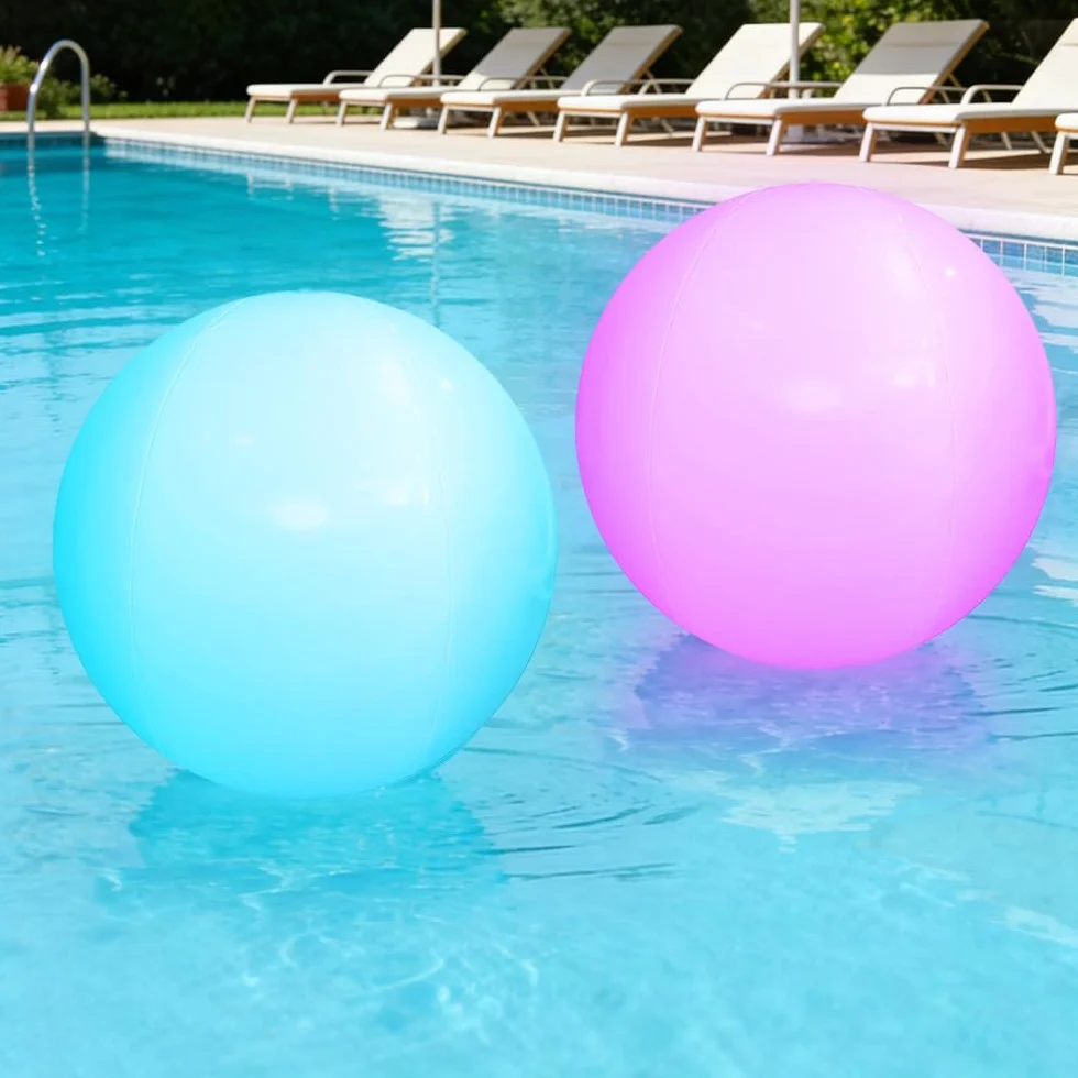 mizikuu 2 Pezzi Palloni da Spiaggia LED Gonfiabili, Luci Galleggianti Per Piscina con Telecomando Ø 40cm IP68 Impermeabile Illuminazione Pallone Galleggiante per Piscina, Giardino, Spiaggias, Feste