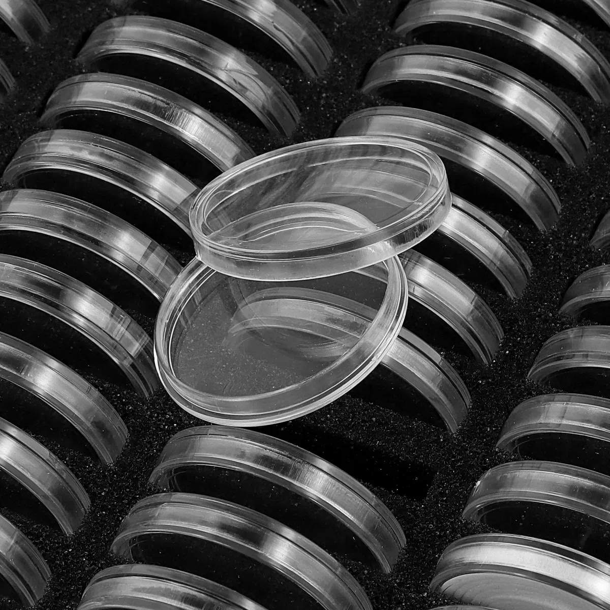 ZOENHOU 100 contenitori in legno per collezionisti di monete, con capsule rotonde trasparenti, per collezionisti di monete, 18 mm/21 mm/25 mm/27 mm/30 mm, legno, Classica