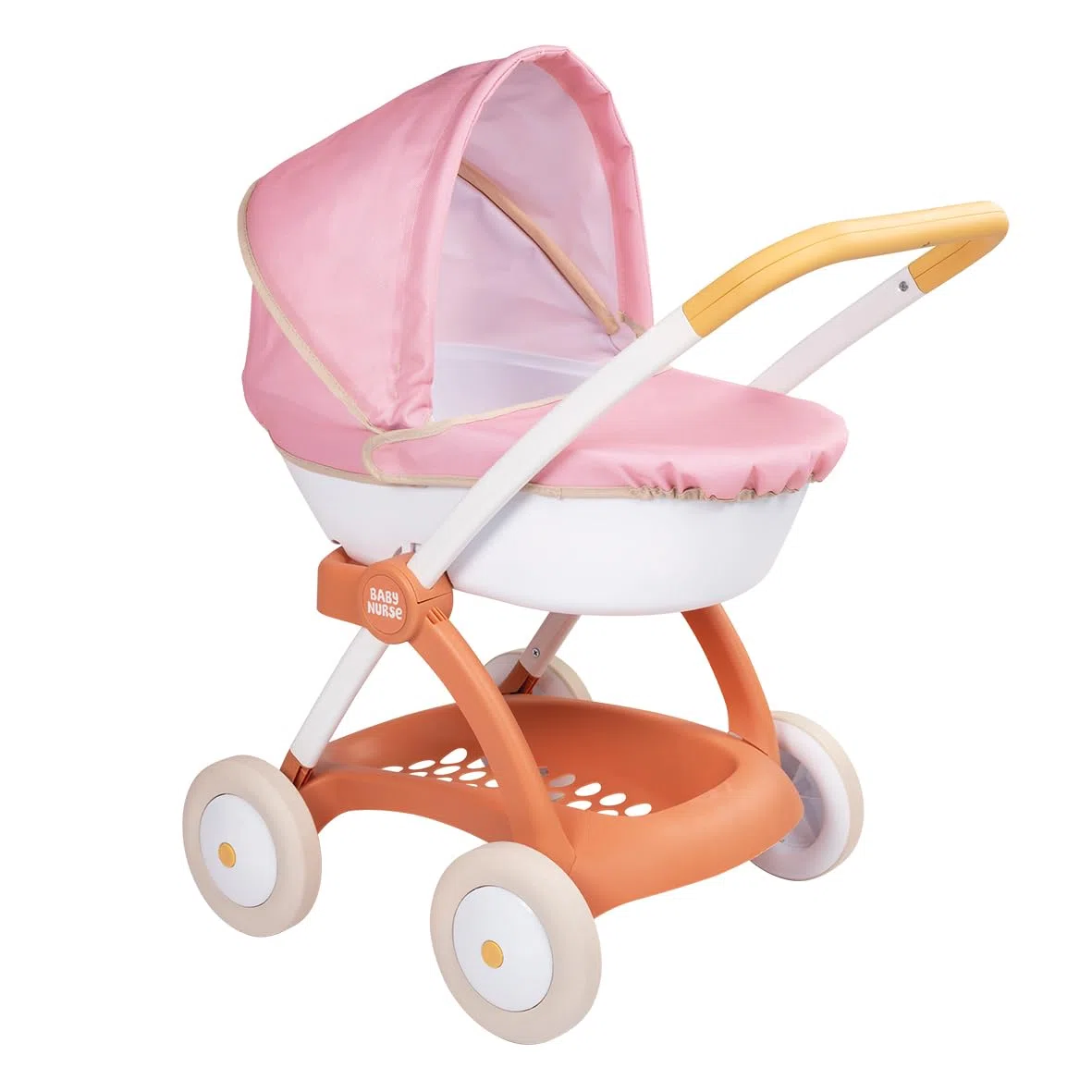 Smoby - Baby Nurse - Carrozzina - Per neonati e bambole fino a 42 cm - Capottina retrattile - Cestello portaoggetti - Dai 18 mesi - Prodotto in Spagna