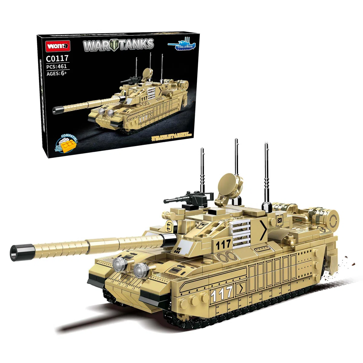 WOMA C0117 Carro Armato da Battaglia Set di Blocchi da Costruzione da 461 Pezzi Modellino Veicoli Militari Giocattolo per Bambini Set di Costruzioni Educativo per Giochi di Ruolo STEM Giocattoli