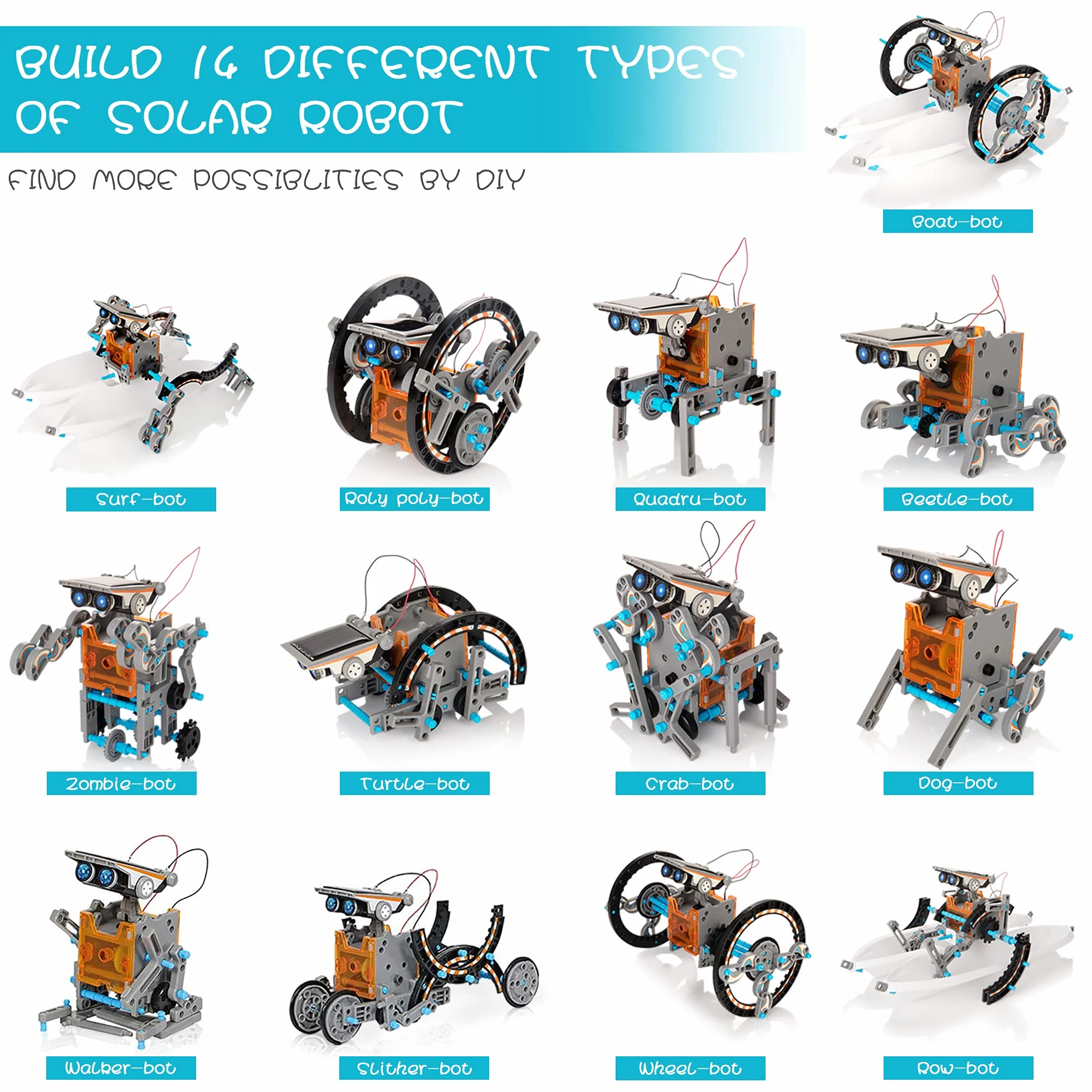 Bravmate Giocattoli Robot Solari per Bambini,14 in 1 Kit di STEM Educativi di Giocattoli a Nergia Solare, Bambini dai 10 anni in più (190 Pezzi)
