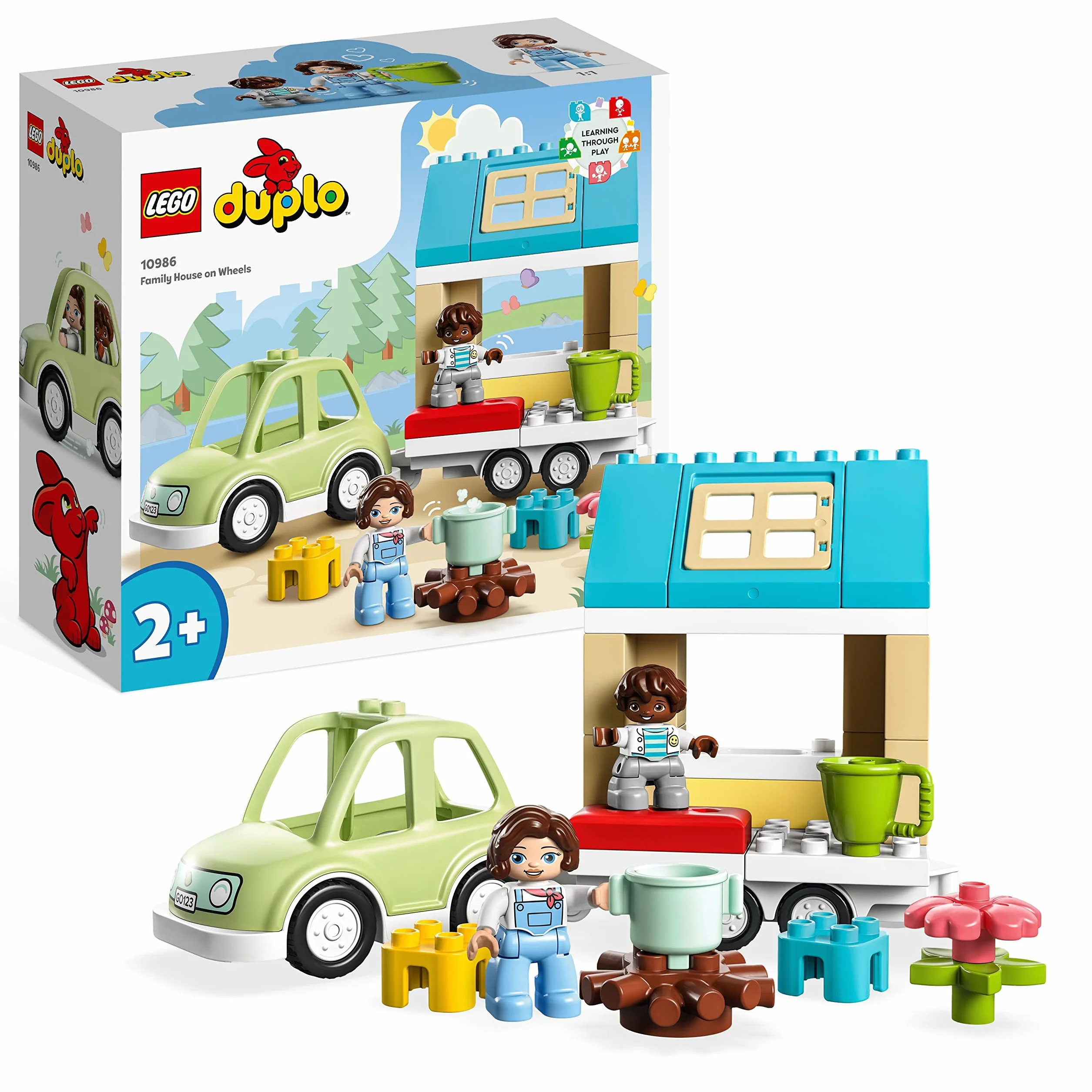 LEGO DUPLO Town Casa su Ruote, Set da Campeggio con Mattoncini Grandi e Figure, Macchina Giocattolo per Bambina e Bambino dai 2 Anni, Giochi Educativi 10986