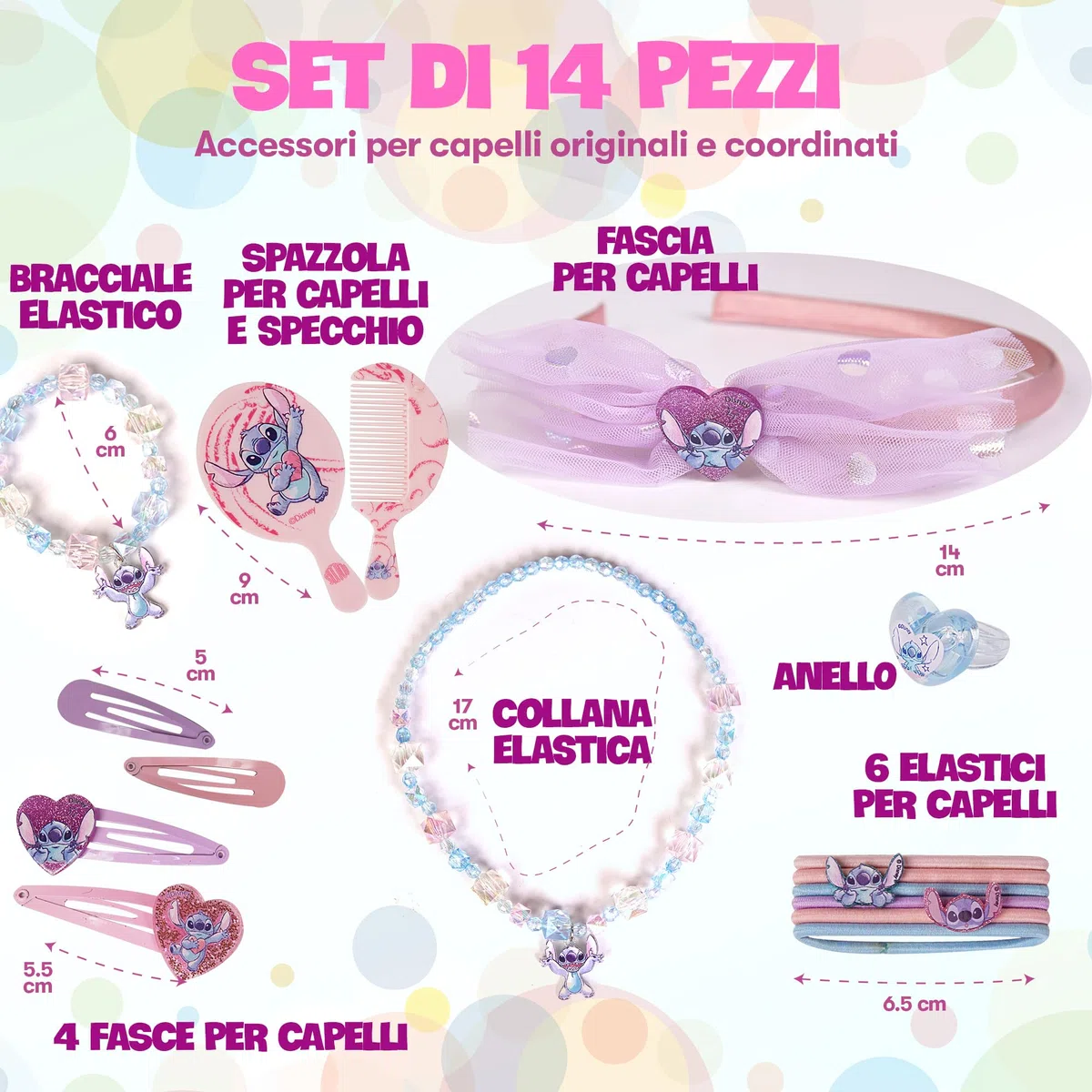 Disney - Spazzola Capelli Stitch, Bracciale e Gioielli Stitch Bambina - Collana e Accessori Stitch - Stitch Regalo Bambina