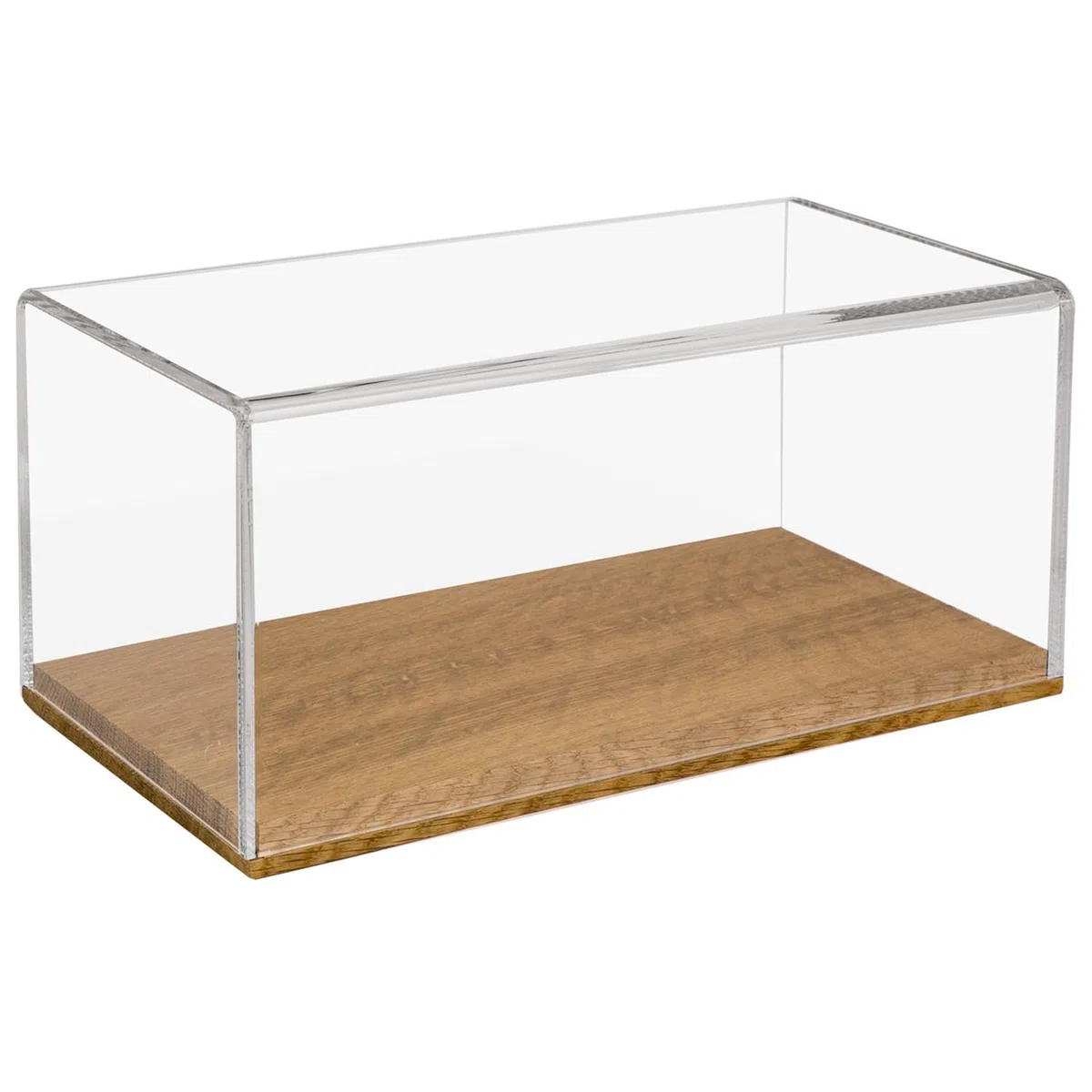 HMF 46873 Vetrina espositiva, Vetrina acrilica con base in legno per figurine | 30 x 15 x 14 cm | Trasparente