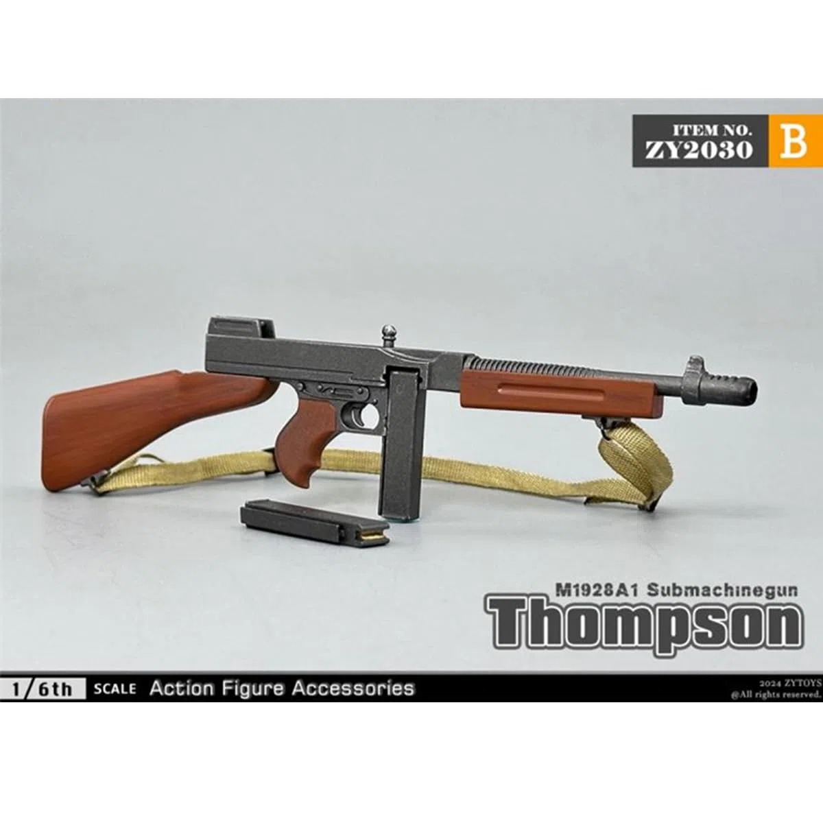 HiPlay ZYTOYS, Thompson Mitragliatore ZY2030B, accessorio per figura in scala 1/6 per figura da collezione da 30,5 cm