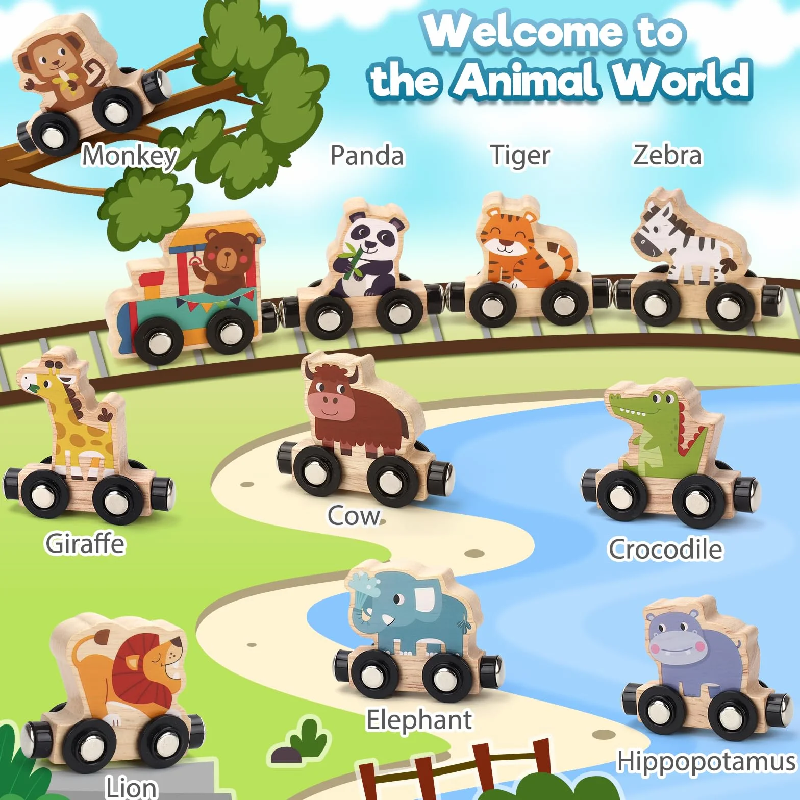 Montessori 1 2 3 Anni, Regalo Bambino 1 Anno Gioco Bambino 2 Anni Giochi Educativi regalo per bambino e bambina 2-3-4 anni giocattolo per bambini trenino magnetico giocattolo in legno 2-3 anni