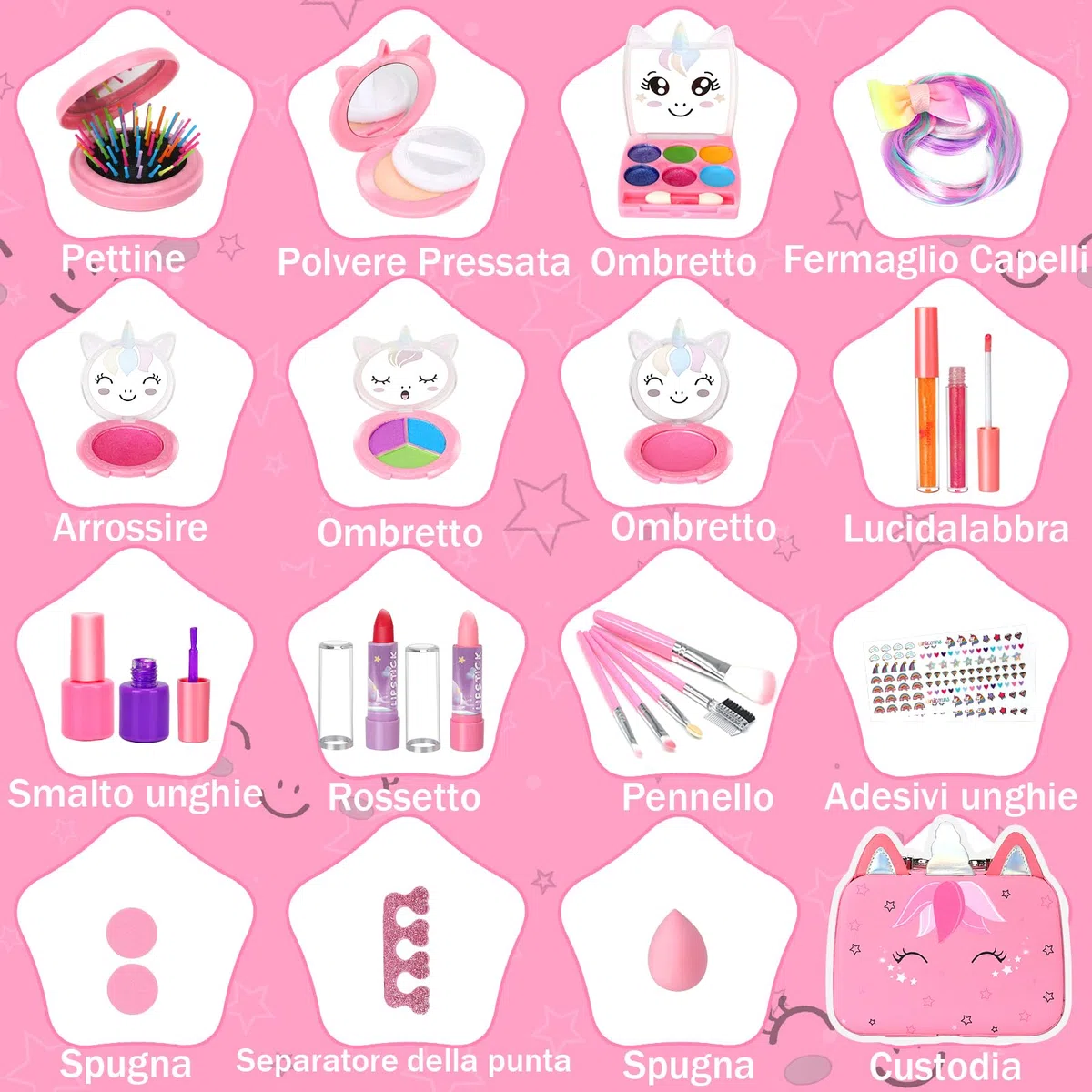 Heaning Trucchi Bambina Regalo Giocattoli - Trousse Valigetta Trucchi Giochi Halloween Natale Compleanno Giochi Bambini Regalo Bambina 3 4 5 6 7 8 9 10 11 12 Anni