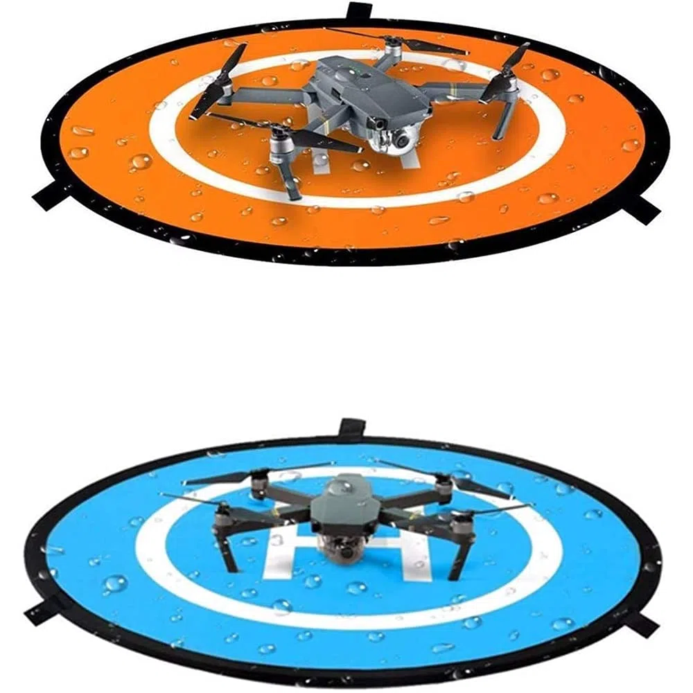 Tappetino di Atterraggio per Droni 75cm di MMOBIEL - Tappetino Impermeabile a Doppia Faccia - Tappetino di Atterraggio per Quadcopter RC – Compatibilità Universale – incl. Nastro Riflettente e Perni