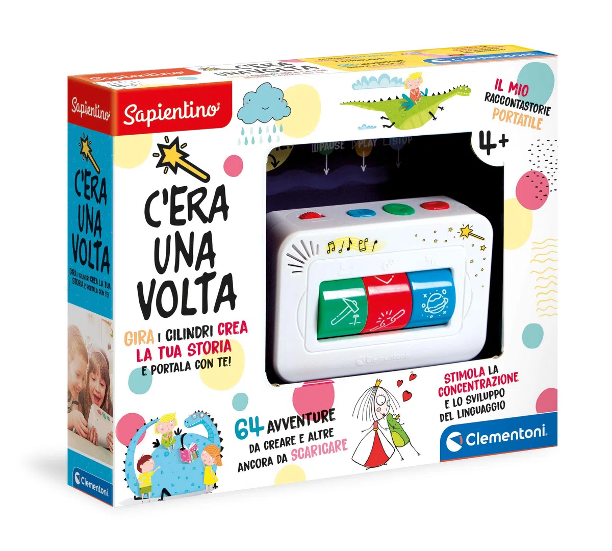 Clementoni Sapientino - C'era Una Volta, Gioco Educativo Bambini 4+ Anni, Storyteller con Rulli per Creare e Ascoltare 64 Storie con Personaggi e Ambientazioni Diverse, Lingua Italiana, 17410