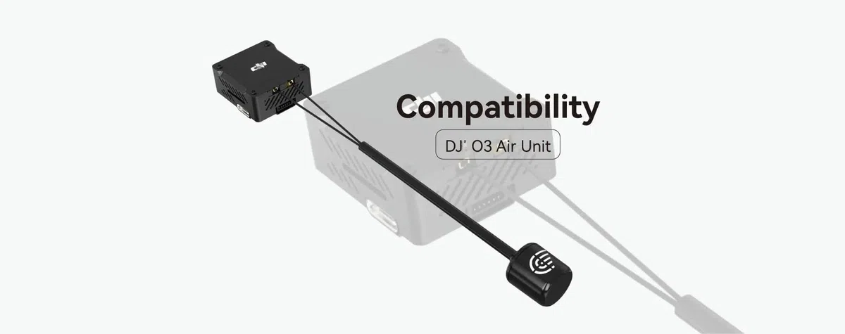 O3 - Antenna doppia da 5,8 GHz, lunghezza 170 mm, interfaccia UFL/IPEX, adattata all'unità d'aria O3, accessori per Runcam compatibile DJ I O3 (1 pezzo, nero-O3)