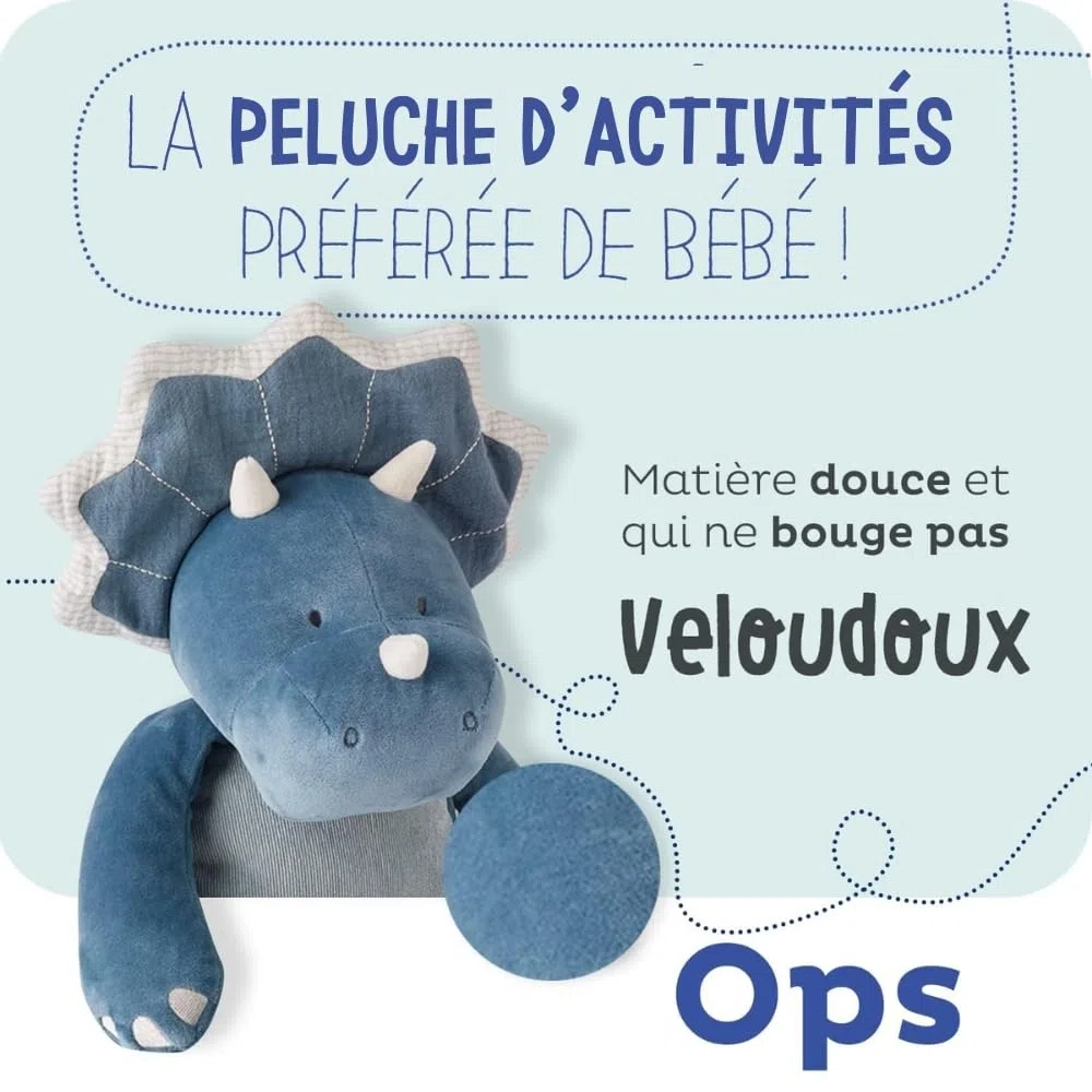 Noukie's - Peluche per Lo Sviluppo Ops - 40 cm - Veloudoux - Blu