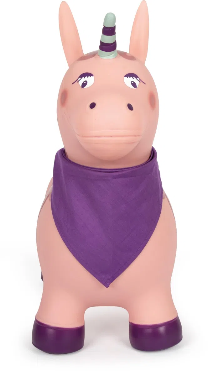 small foot Animale saltellante unicorno, giocattolo per saltellare gonfiabile con bandana e pompa per l'aria, per interni ed esterni, fino a 50 kg, per bambini dai 2 anni, 12786
