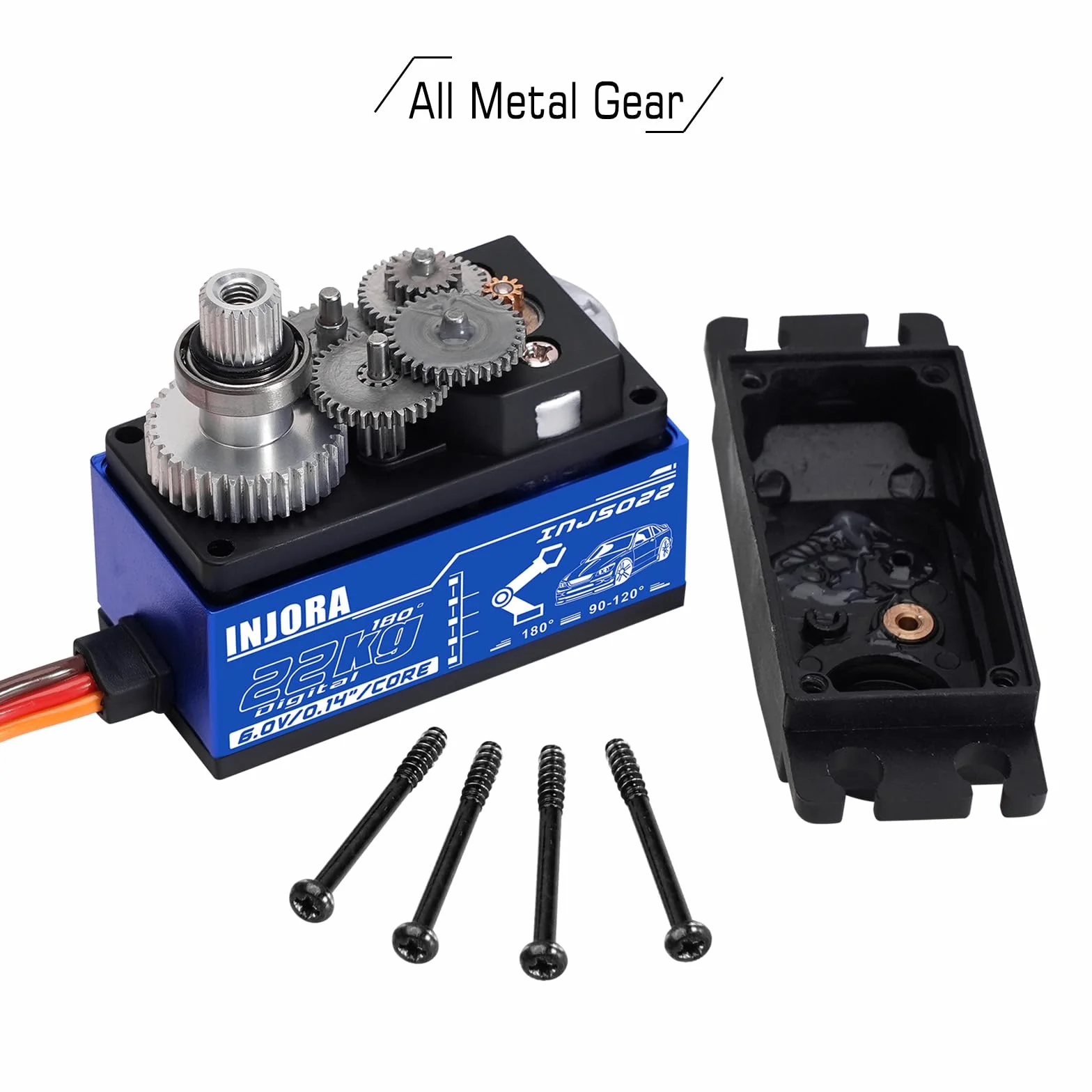INJORA INJS022 Servo Digitale a Profilo Basso da 22KG con Braccio Servo 25T per Auto RC 1/10 e Modelli Robot