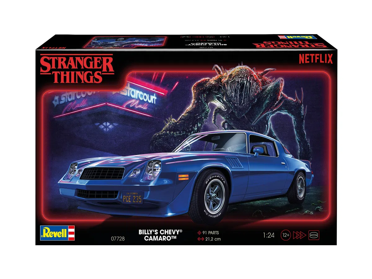 Revell 07728 Chevy Camaro Z/28: Stranger Things - Kit modellino in plastica non costruita/non verniciata, scala 1:25