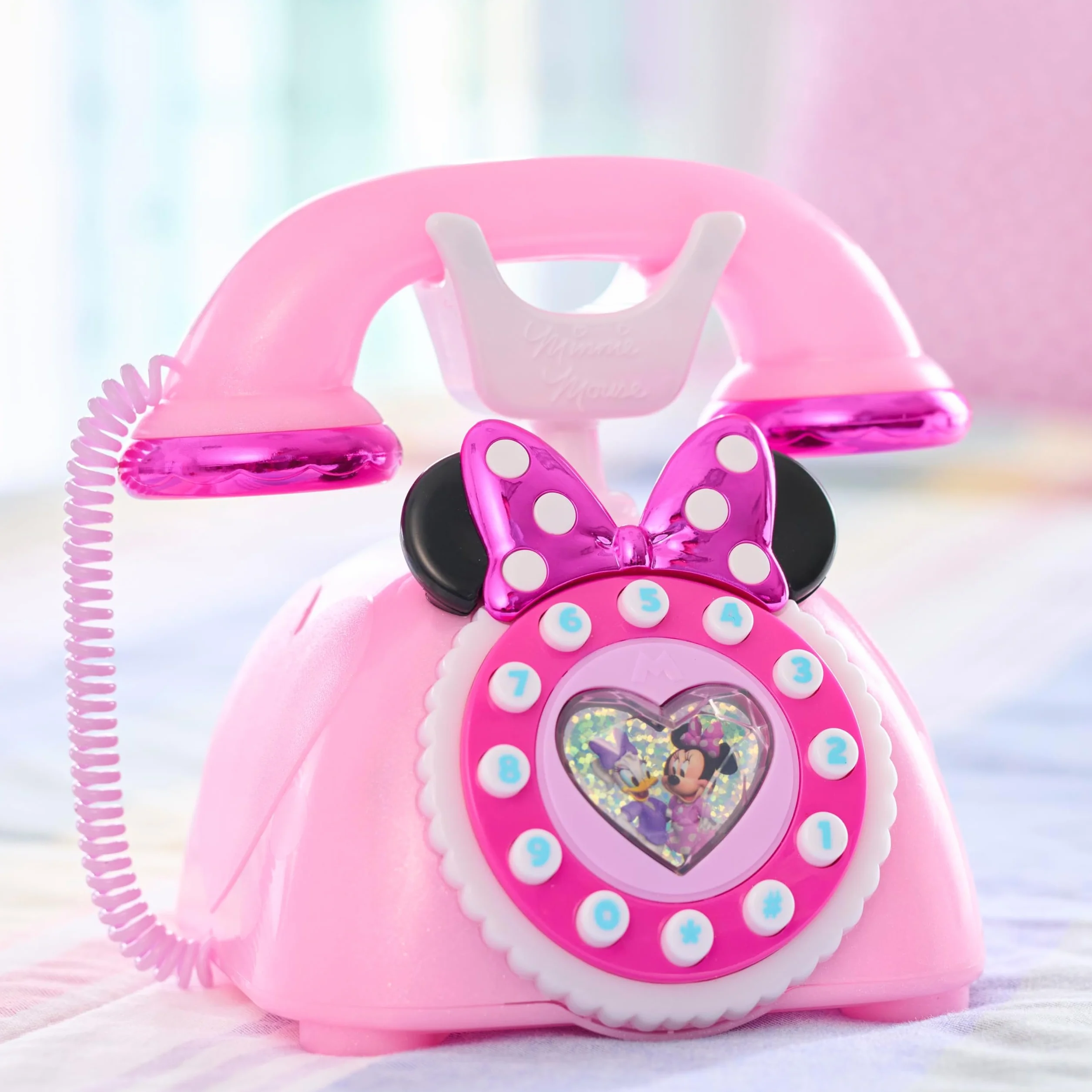 Just Play Telefono Rotante di Minni Parla con Me Disney Junior, con Effetti Luminosi e sonori, Gioco di finzione, Giocattoli per Bambini dai 3 Anni