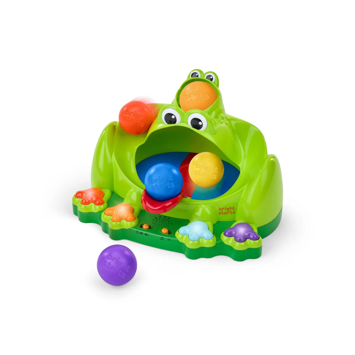 Bright Starts, Ranocchia Poppin' Ball, Giocattolo per lanciare, rimbalzare e Far rotolare Le Palline, Gattonare e inseguire, Unisex, 6+ Mesi