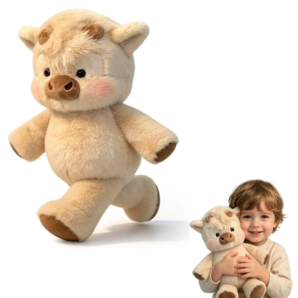 45cm Peluche Che Corre, Mucca Che Peluche, Running, Vitello Che Morbido Giocattolo, Cinghiale Che Corre Vitello per Ragazzi e Ragazze