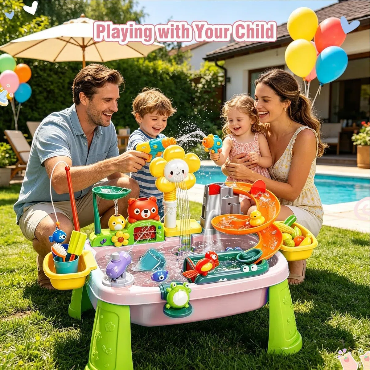 Tavolo D'Acqua Per Bambini Con Rubinetto,Giochi Piscina Elettrici Divertenti Educativi | Tavolo Giochi D'Acqua Estivo Lavello Cucina | Adatto A Bimbi E Bimbe, Interno Ed Esterno, Casa Giardino Spiaggi