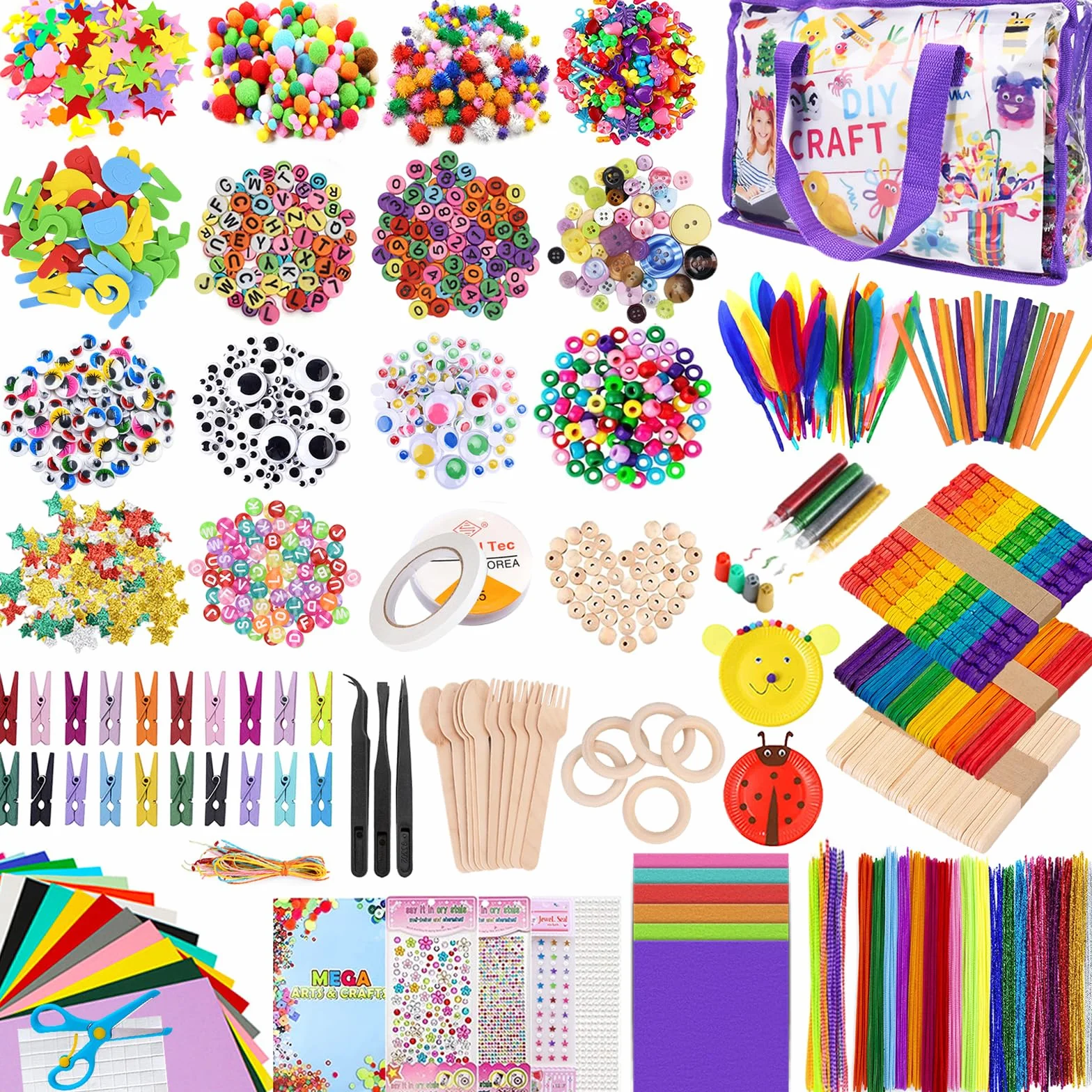 TAVADA Set fai da te, 3000 pezzi per bambini, fai da te, materiale per il fai da te, accessori per il fai da te, per scrapbooking, fai da te, materiale per il fai da te, set di pulizia