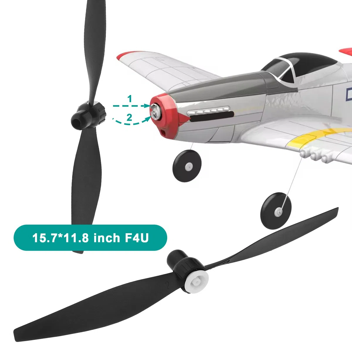 The Lord of the Tools 3 set di eliche di ricambio per aereo RC, compatibili con VOLANTEXRC F4U/T-28, include 3 pezzi di eliche per aereo e 3 adattatori per aerei