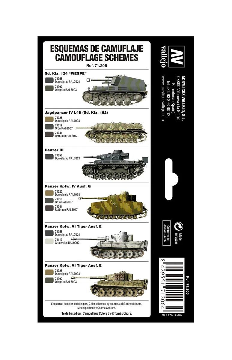 Vallejo Pintura Acrilica Model Air German Colors 1940-1945, Finitura Opaca, 18 ml, Ideale per Aerografo e Modellismo