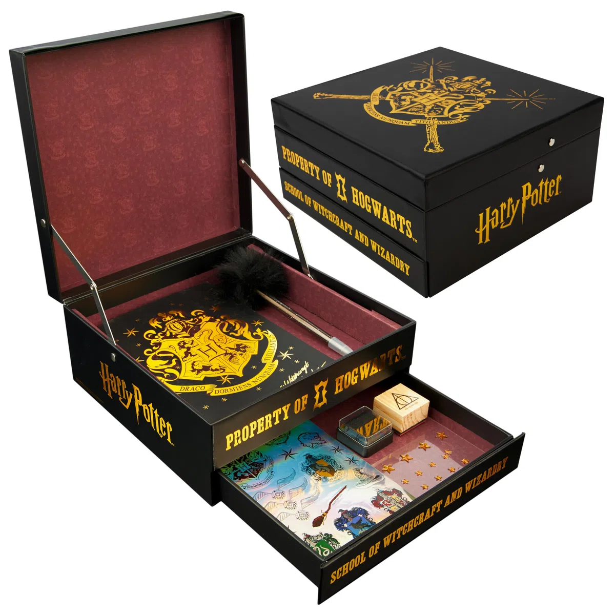 Harry Potter Scrapbooking Kit Cancelleria Kawaii Scrapbooking Accessori Adesivi Timbri Taccuino Attivita Creative per Bambini (Nero/Borgogna)