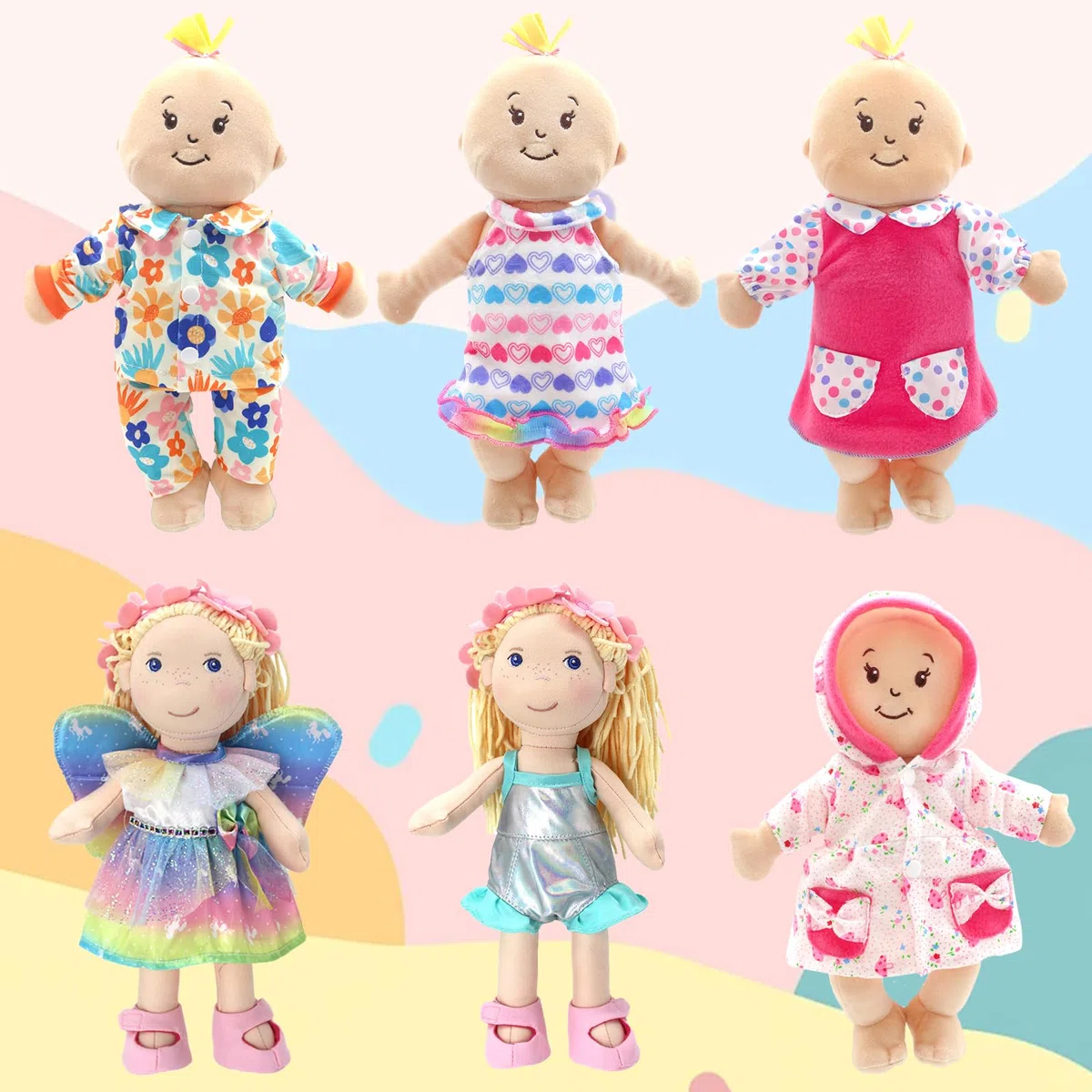 Xerteam Set di 6 Vestiti per Bambole, Vestiti per Bambole da 12-14 Pollici Vestiti per Bambole Neonato con Grucce, 30-45cm Vestiti per Bambole Sweet Bibi - Vestito Rosa Pigiama Costume da Bagno