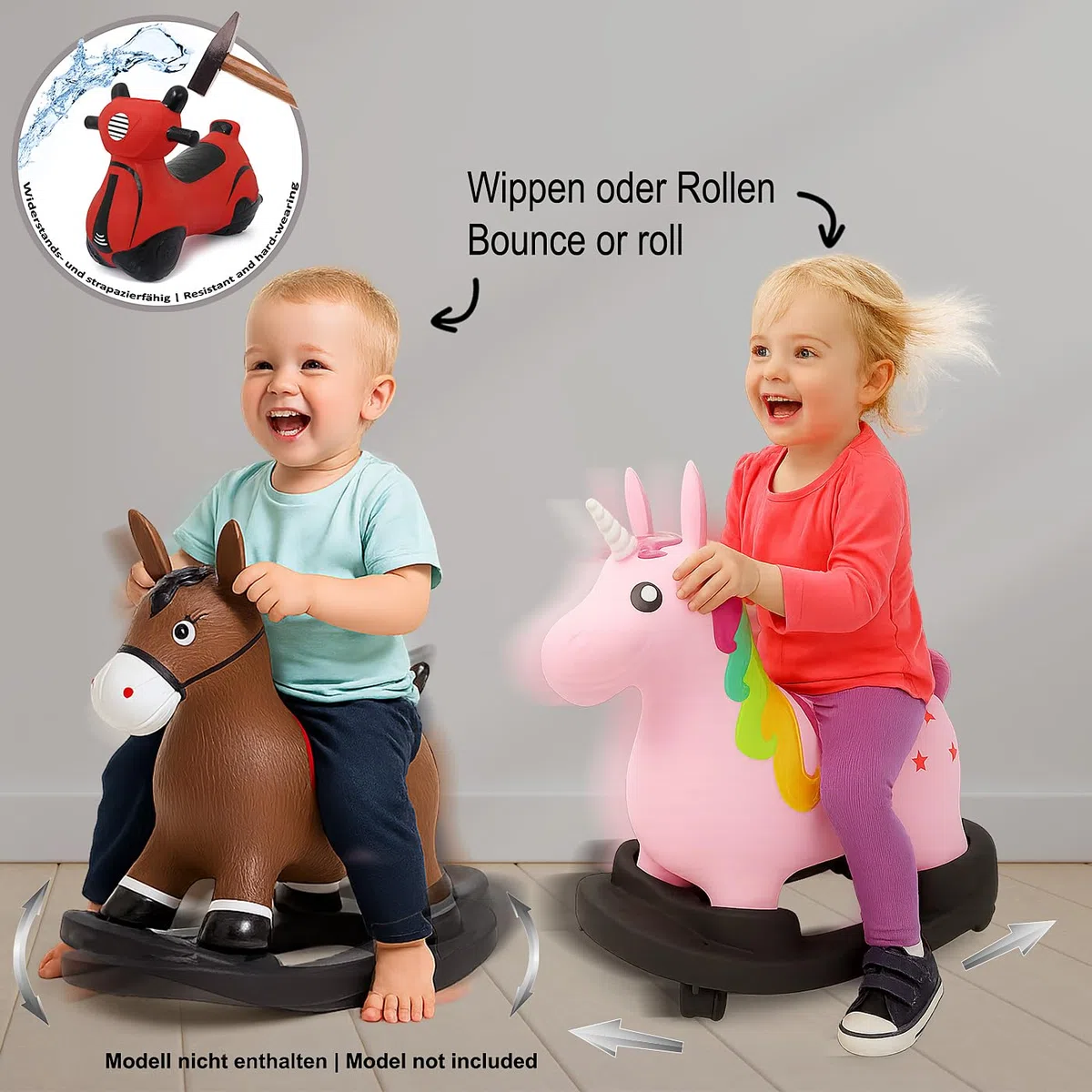 Jamara 460332 - Mobil Board 2in1 per Animali Salterini – Funzione a dondolo, Movimento su ruote, In plastica robusta e resistente, Compatibile con Salterini Jamara