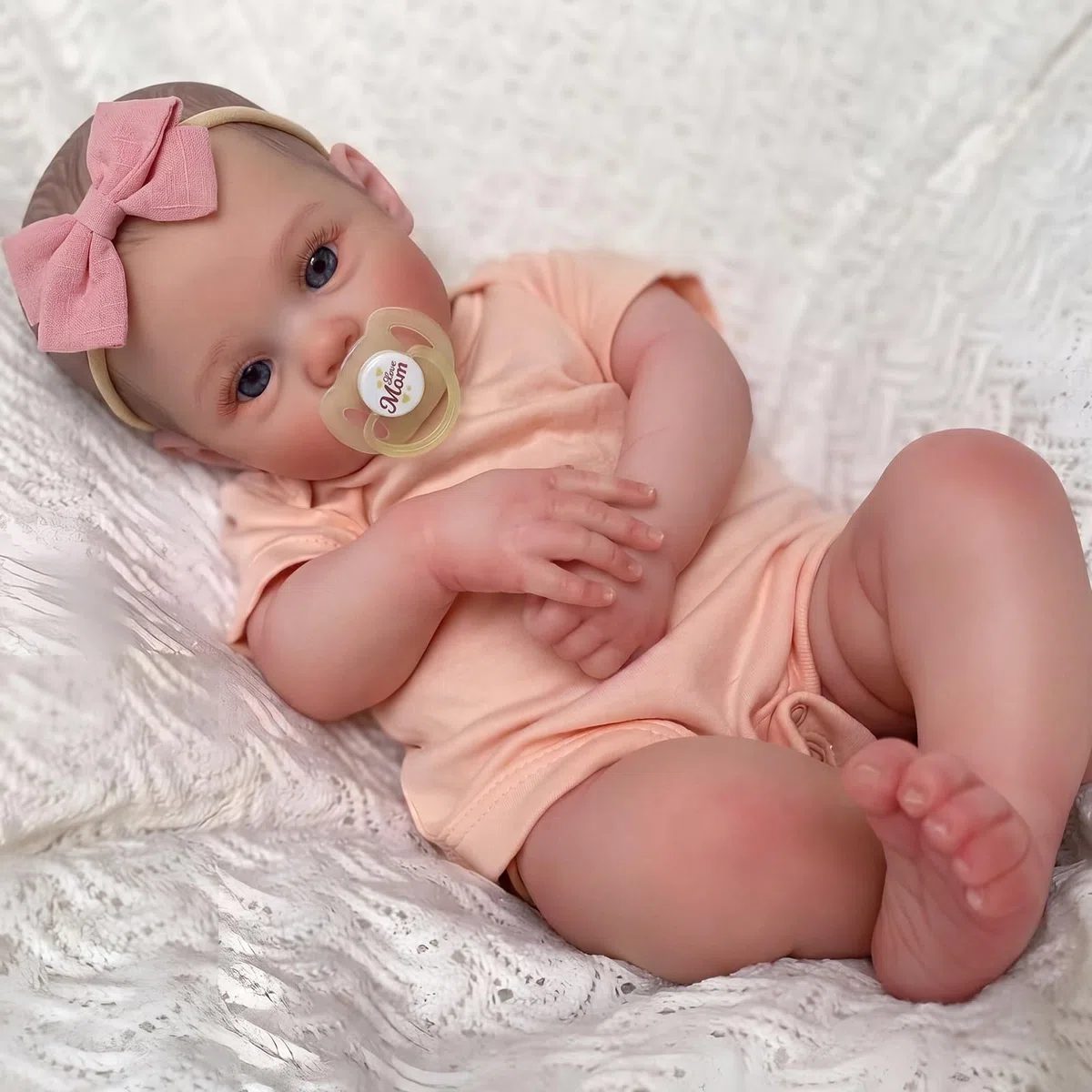 JIZHI Reborn Bambola Femmina da 17 Pollici, Bambole Neonata Realistico Con Occhi Aperti, Corpo in Tessuto Morbido, Arti Mobili, Con Set di Vestiti e Accessori, Regalo Giocattolo per Maschio e Femmina
