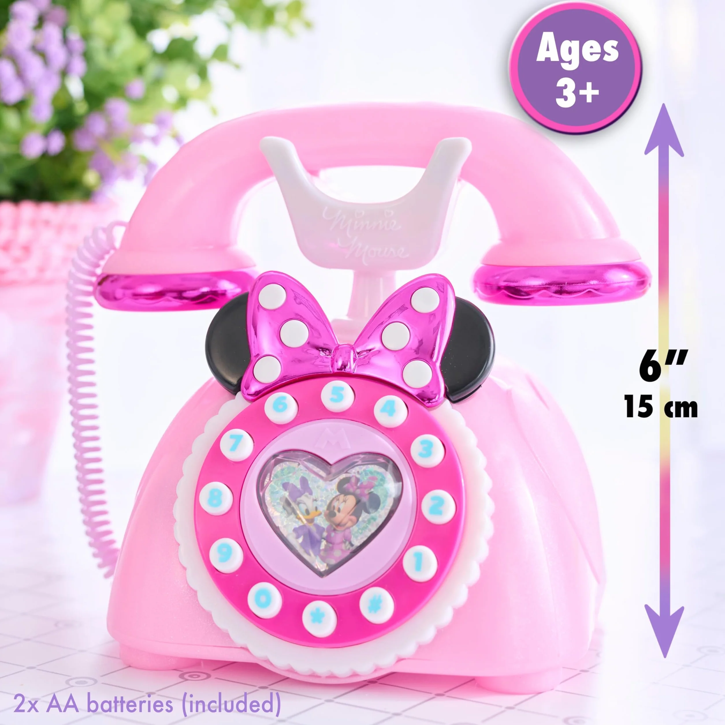 Just Play Telefono Rotante di Minni Parla con Me Disney Junior, con Effetti Luminosi e sonori, Gioco di finzione, Giocattoli per Bambini dai 3 Anni