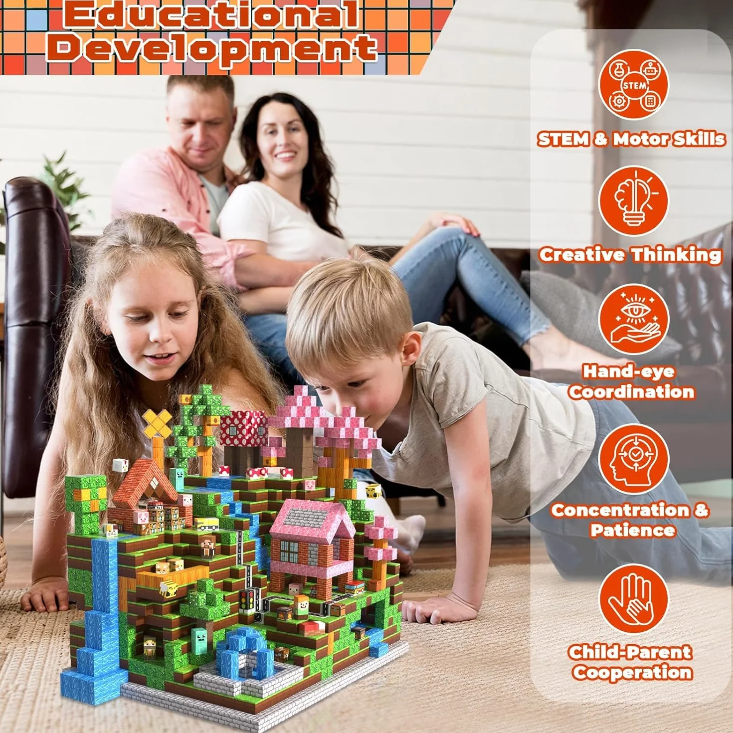 Goody King Costruzioni Magnetiche per Bambini 300 Pezzi - Avventura nel Bosco: Costruisci un Accampamento, Scopri gli Animali e Crea le Tue Storie! Giocattolo Educativo per Età 4-12 Anni