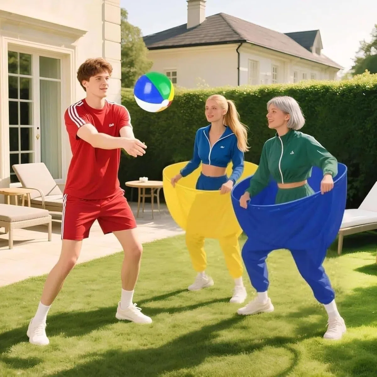 Granny Pants Yard Game for Adults and Children, Bouncy Ball Game Granny Pants Outdoor Games with 10 Bouncing Balls, 2 pompe, Great Granny Pants Game for Groups, Meetings and Games, Nuovo modello