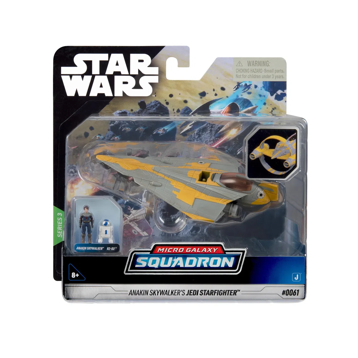 Bizak Star Wars 62610039 Micro Galaxy Squadron Anakin Skywalker's Jedi Starfighter - Veicolo di classe Starfighter 12 cm con figure da 2,5 cm