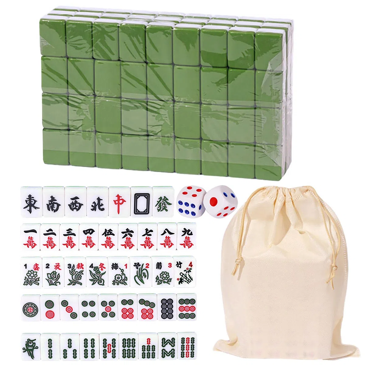 Mahjong Set di Giochi in Versione Cinese Tradizionale - 144 Tessere, Gioco da Tavolo da Viaggio, Classico Puntelli di Intrattenimento per Feste e Giochi di Società