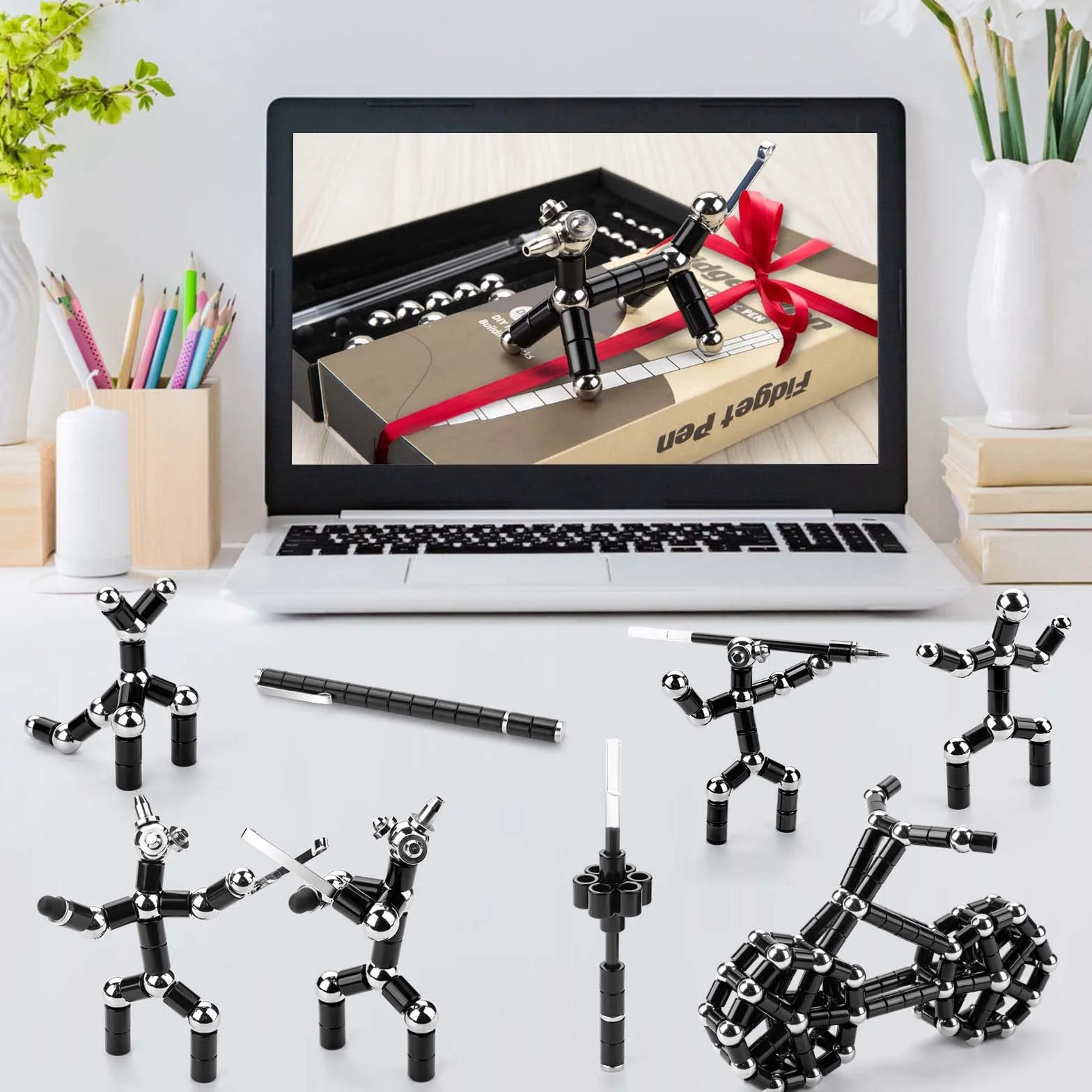 Tigerhu Fidget Pen, penna magnetica, divertente multifunzione, per alleviare lo stress, per uomini, donne, regalo per la festa del papà
