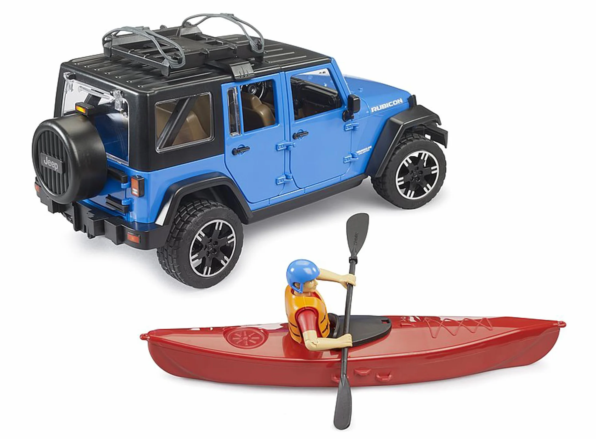 bruder 02529 - Jeep Wrangler Rubicon Unlimited con kayak e figure - 1:16, Veicolo fuoristrada, veicolo fuoristrada, automobile