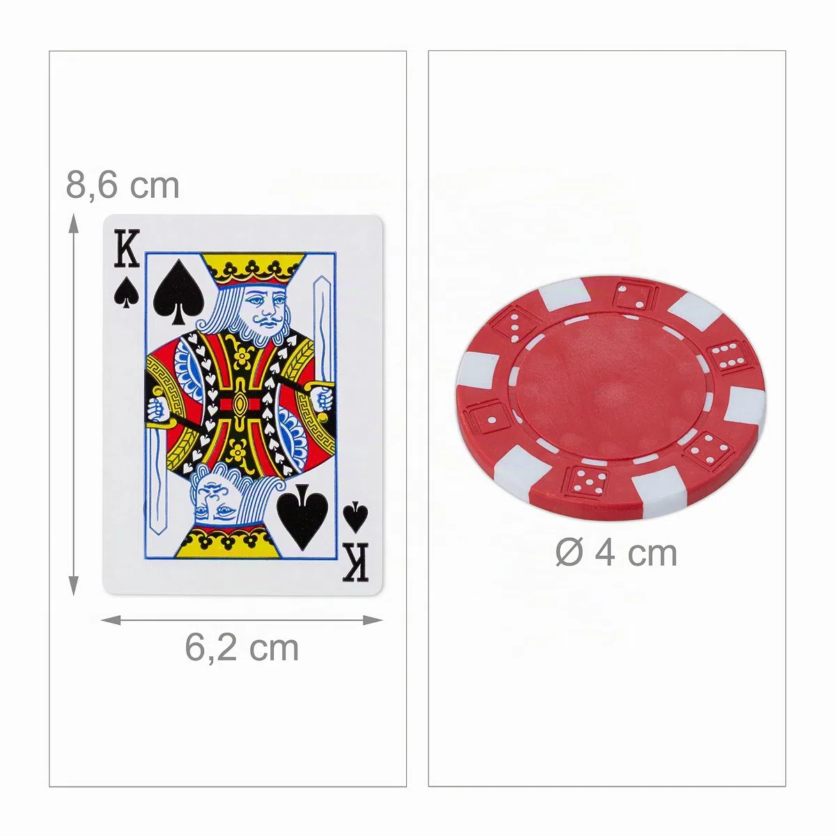 Relaxdays Valigetta da Poker, 100 Chips senza Valore, 2 Mazzi di Carte, 5 Dadi, Dealer, Pokerset, Richiudibile, Argento