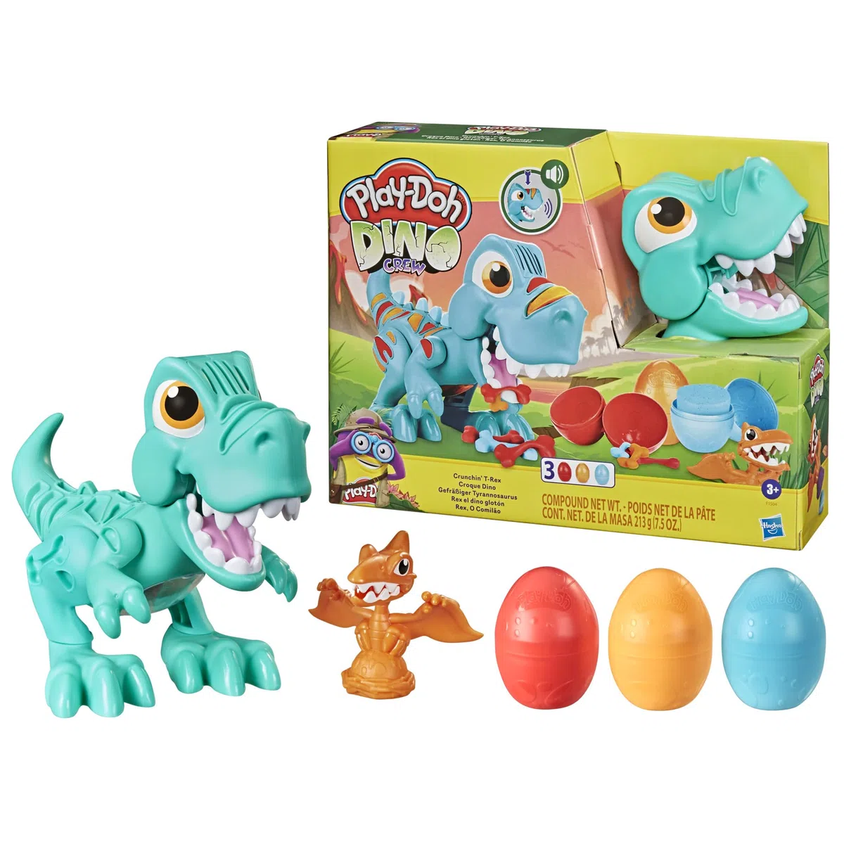 Play-Doh Dino Crew Crunchin' T-Rex Toy for Kids 3 Years and Up with Dinosaur Sounds and 3 Eggs