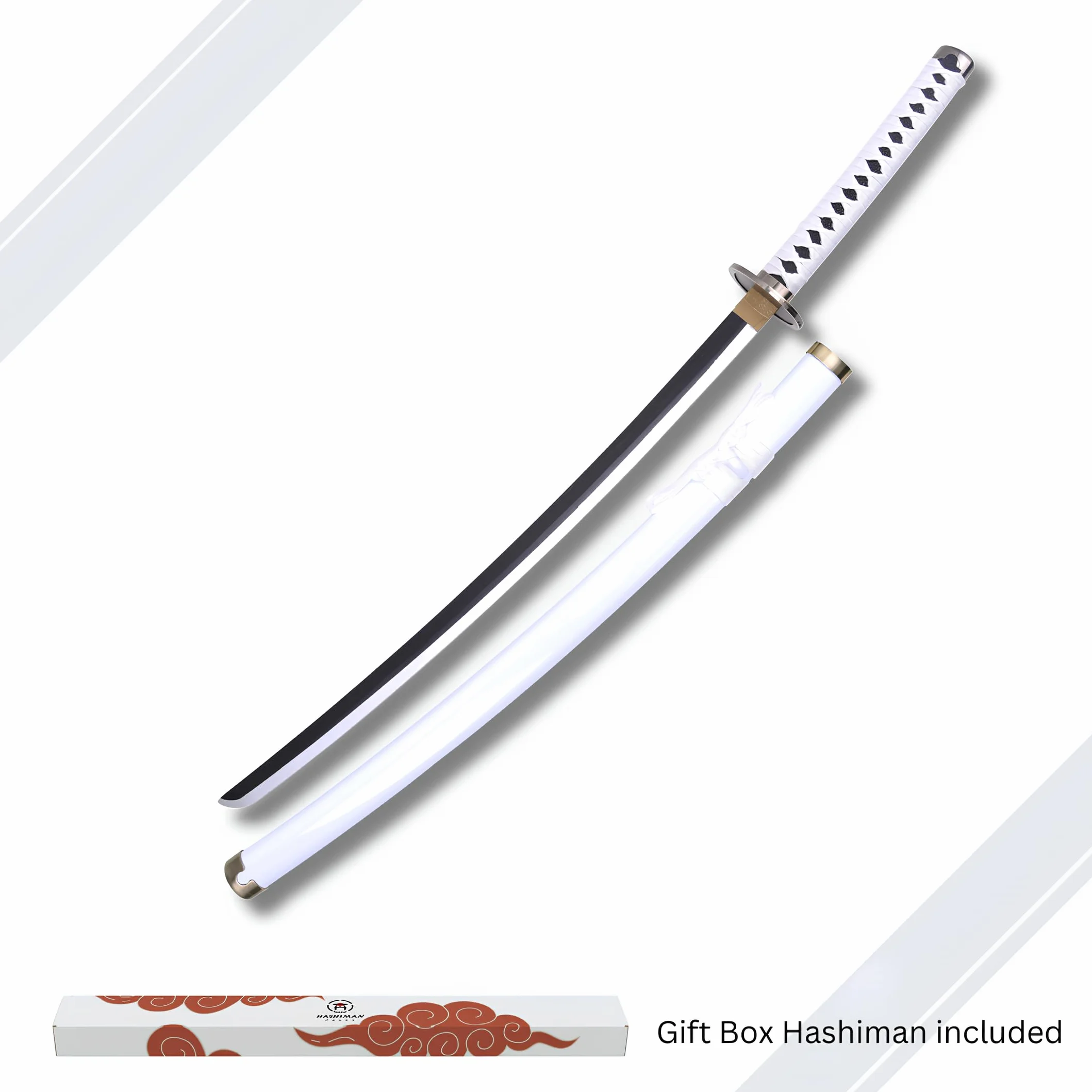 Katana One Piece - Vera Manga Sciabola + Porta Spada di Legno + Cintura - Catana Giapponese Decorazione Cosplay Giocattolo per Bambini Adulti Gioco Costumi