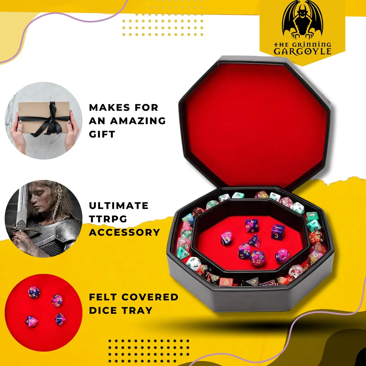 Vassoio per dadi DND da 22 cm - Vecna ​​Artwork - Contenitore per dadi poliedrici - Tappetino per giochi di ruolo - Scatola per dadi DnD per la conservazione - Vassoio per dadi DD - Accessori DnD