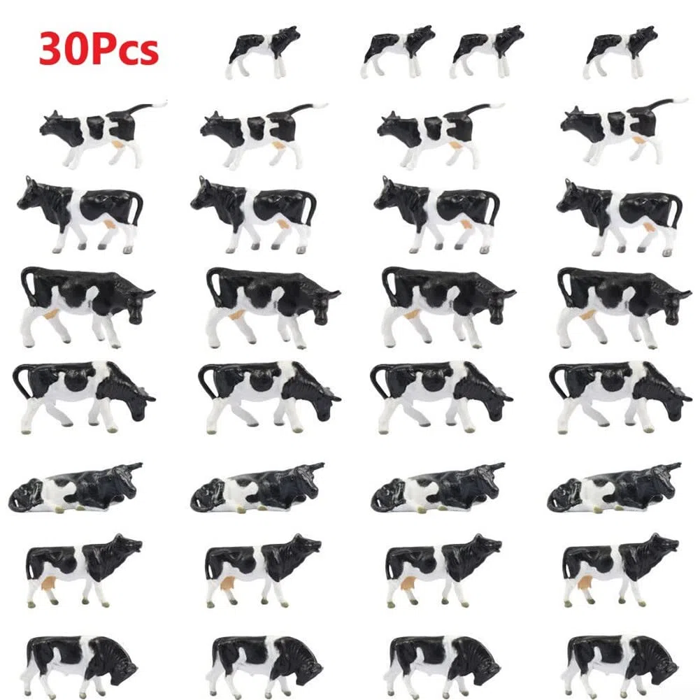 30Pcs FAI DA TE Modello Ferroviario Animali Modello Dipinto Fattoria 1:87 HO Scala Mucche Modalità