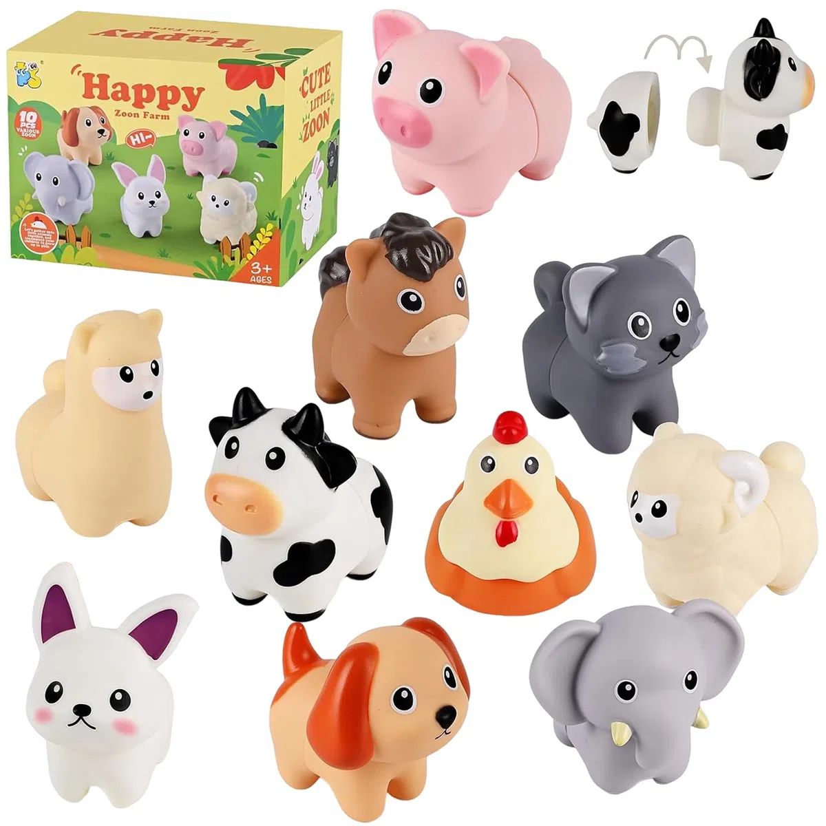 Binnan 10 Pezzi Giocattoli Montessori per Bambini, Montessori Giochi Bambini, Mini Animali Della Fattoria Set, Giochi Bambini 2 Anni Montessori, Regali per Bambini