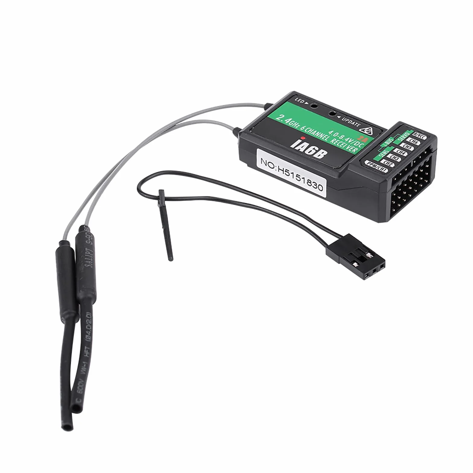 Flysky FS IA6B 2.4G 6CH RC Ricevitore PPM con doppia antenna compatibile con trasmettitori FS I6X FS I6S I8 per aerei RC Alianti Elicotteri digitale di salto di