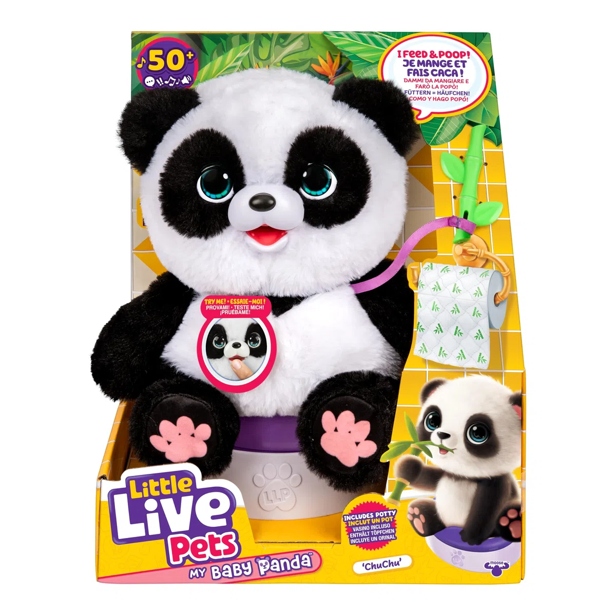 Little Live Pets My Baby Panda ChuChu | Panda interattivo con Oltre 50 Suoni e reazioni; si muove le zampe, Fatto e ride; Contiene un barattolo; ricomincia all'infinito (30 cm)