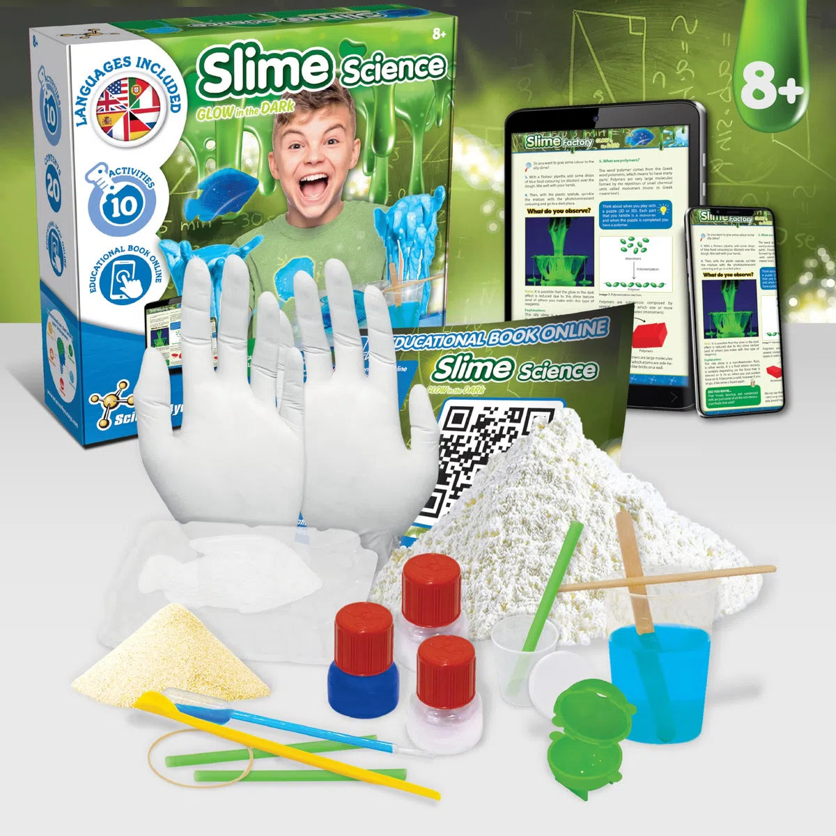 Science4you Kit Slime per Bambini, Bagliore nel Buio - Laboratorio de Slime per Bambina e Bambino, Kit Slime fai da te Completo, 10+ Esperimentis, Giochi Asmr, Regalo per Bambini 7 8 9+ Anni