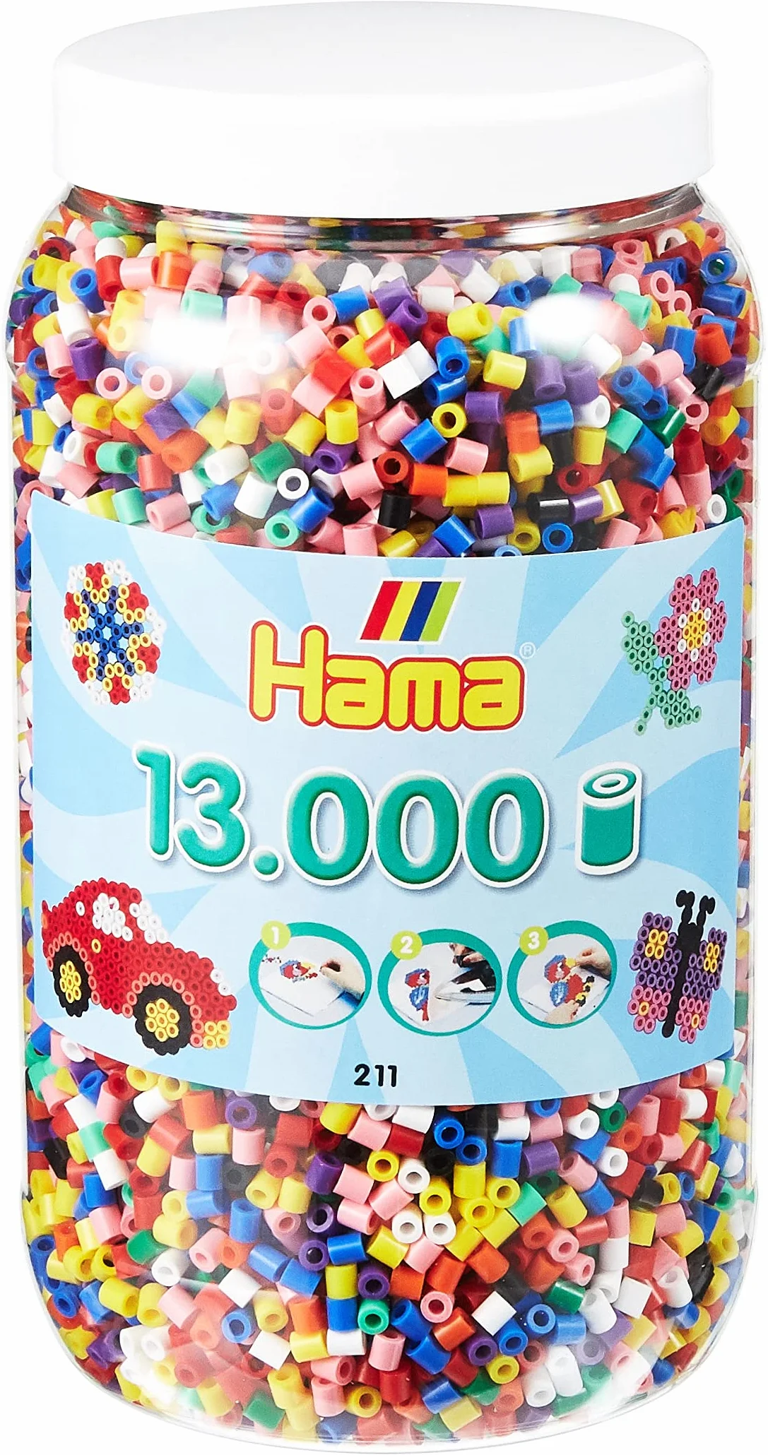 Hama 267 2110 - Barattolo di Perline, Colori Assortiti, 13.000 Pezzi