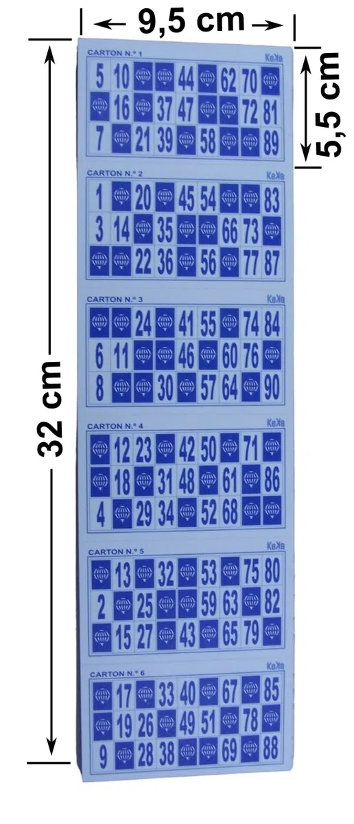 KEKA 1.200 Cartelle tombola Colore Blu, 2 series complete di 600 carte da Bingo, Confezione Risparmio numeri tombola!! Cartoni Bingo